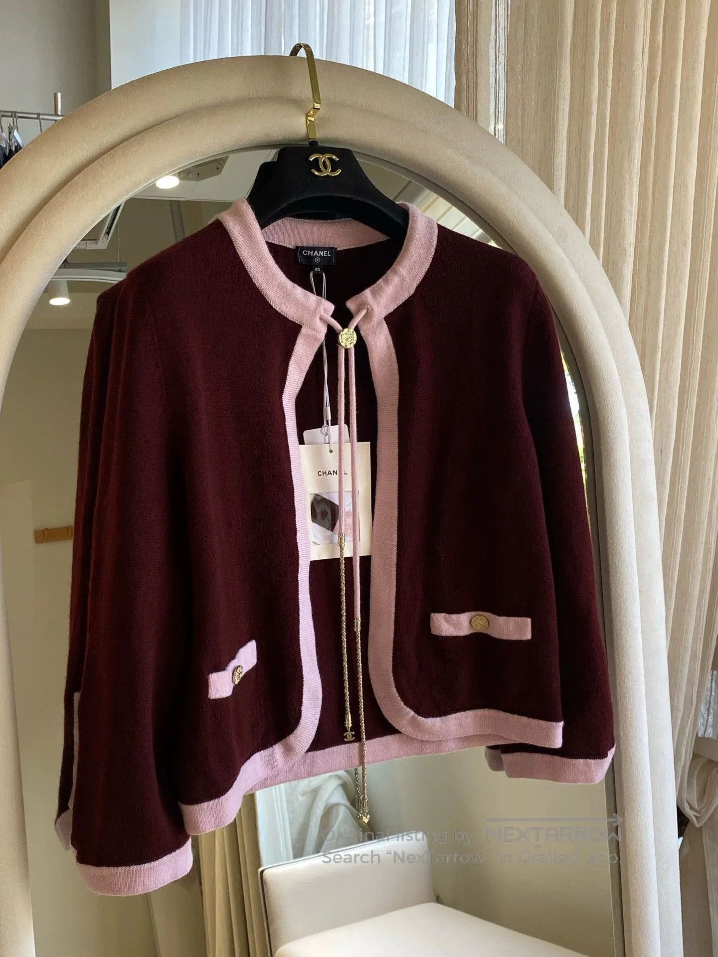 Chanel Chanel 25 Burgundy Knit Cardigan FR40. Size US XL / EU 56 / 4 - 1 Thumbnail