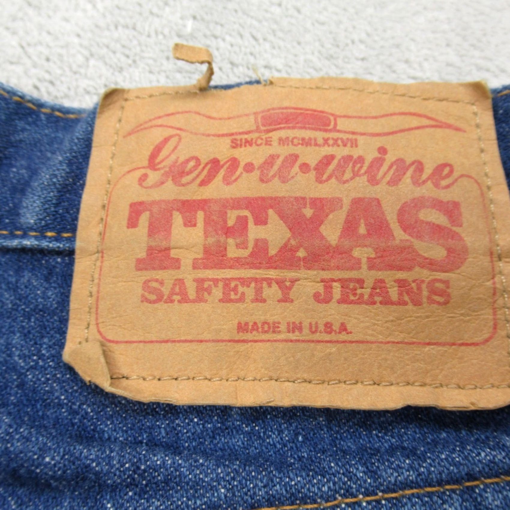 Denime VINTAGE Gen-U-Wine Texas Safety Jeans Mens 34x31 Medium Wash Denim Workwear Bootcut USA Made Size US 34 / EU 50 - 4 Thumbnail