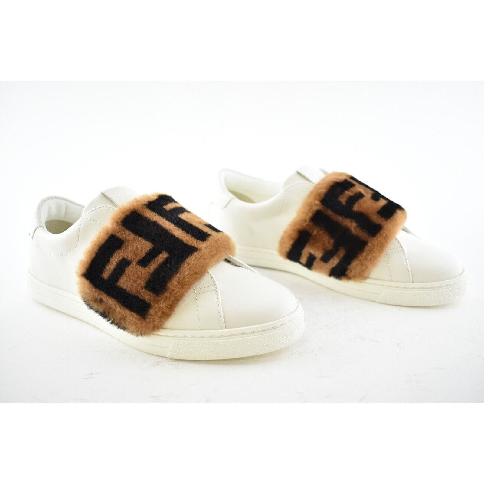 Fendi Leather Fur Logo FF Zucca Low Top Slip On Trainer Sneaker 35 Size US 5 / IT 35 - 2 Thumbnail