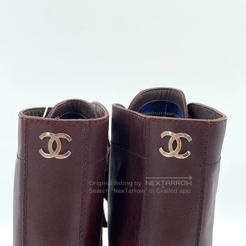 Chanel Chanel Dark red leather lace-up casual flat boots Martin b Size US 6.5 / IT 36.5 - 6 Thumbnail
