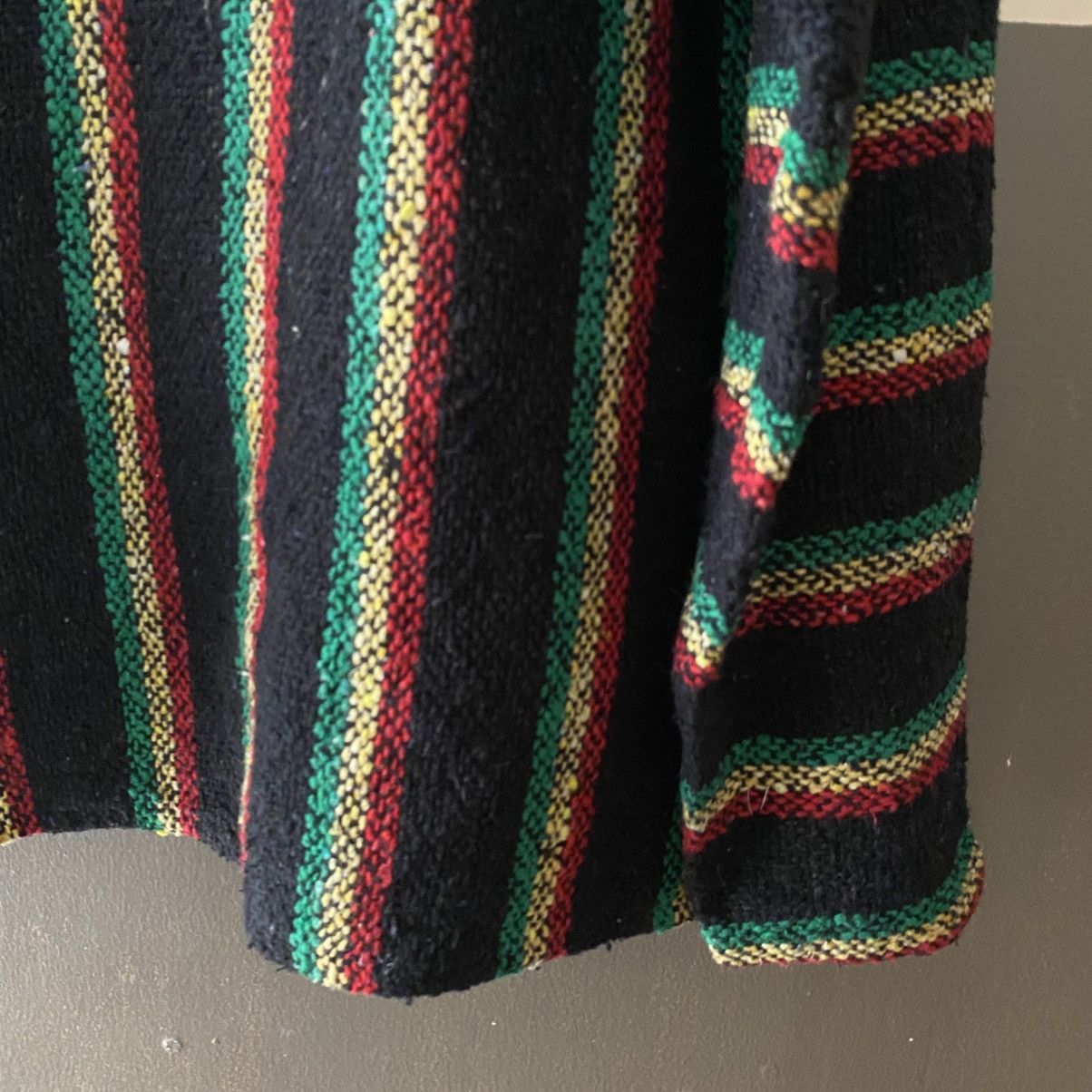 Vintage Black Baja Hoodie with Red, Green & Yellow Stripes Size US XL / EU 56 / 4 - 7 Thumbnail
