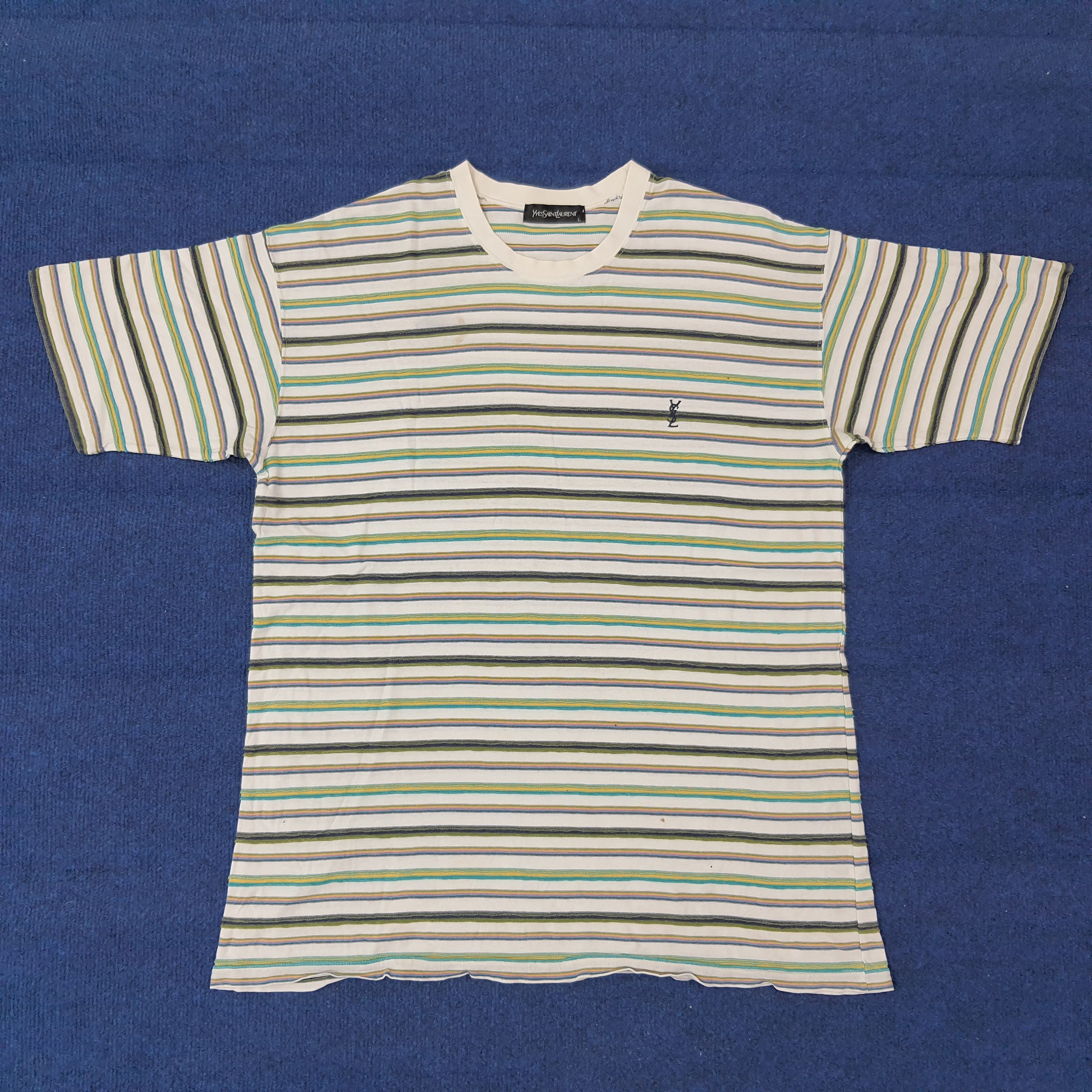 Yves Saint Laurent Vintage Yves Saint Laurent Striped Designer Tshirt C259N2 Size US L / EU 52-54 / 3 - 1 Thumbnail