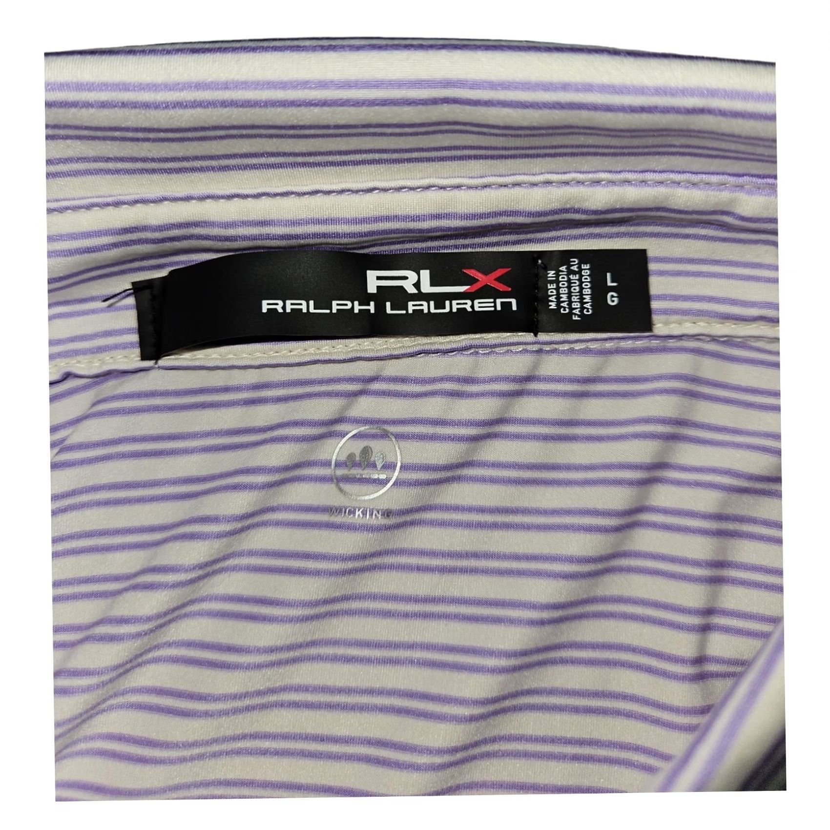 RLX Ralph Lauren RLX Ralph Lauren Polo Golf Active Preppy Striped Shirt Mens L White/Purple Size US L / EU 52-54 / 3 - 2 Thumbnail