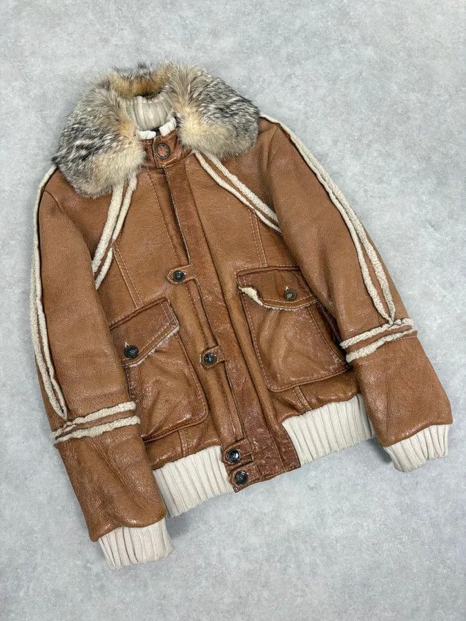 Roberto Cavalli FW2007 Cavalli Brown Fur Aviator Leather Jacket Size US L / EU 52-54 / 3 - 4 Thumbnail