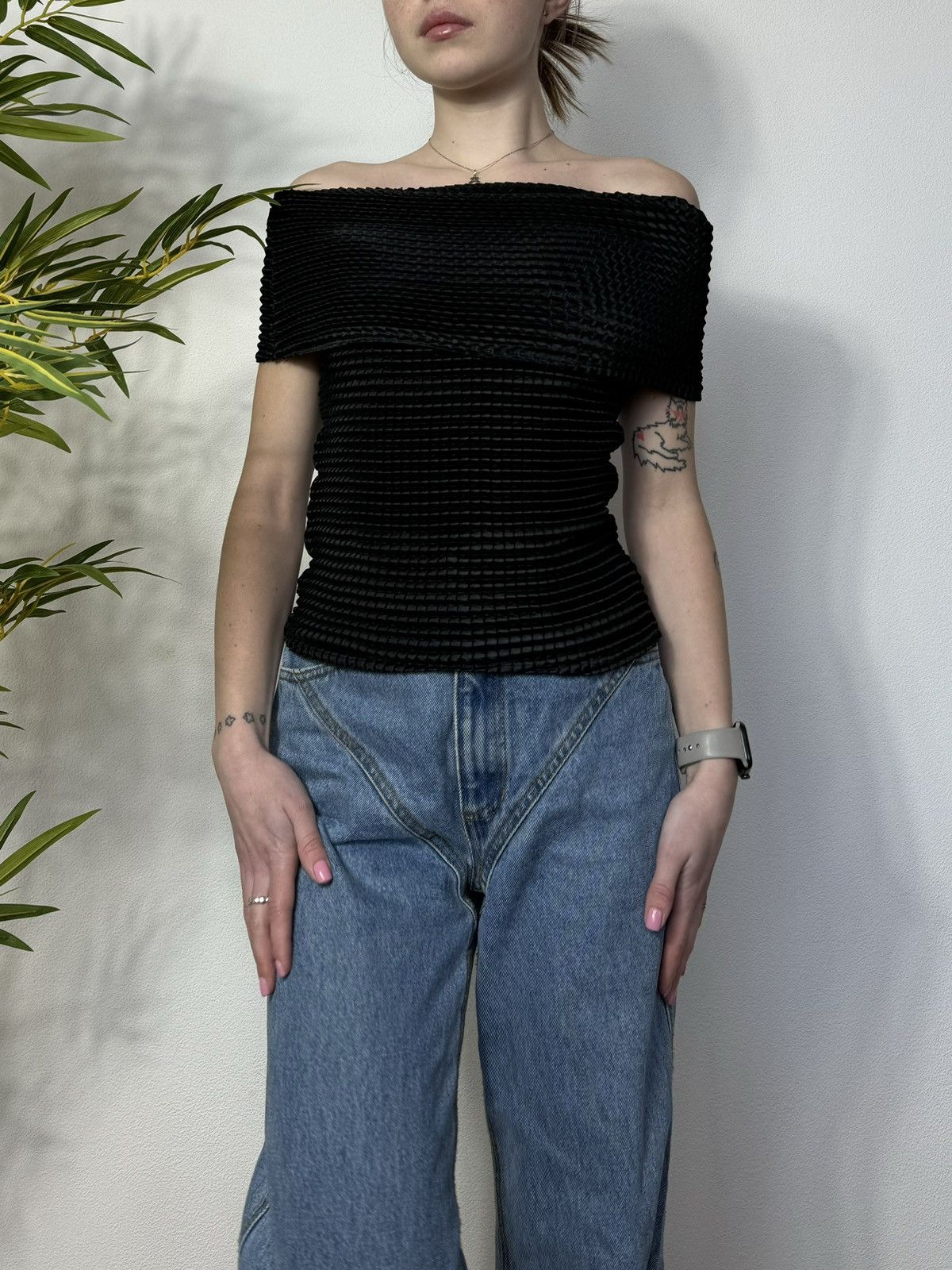 Vintage ISSEY MIYAKE STYLE OFF SHOULDERS PLEATED TANK TOP Size ONE SIZE - 3 Thumbnail