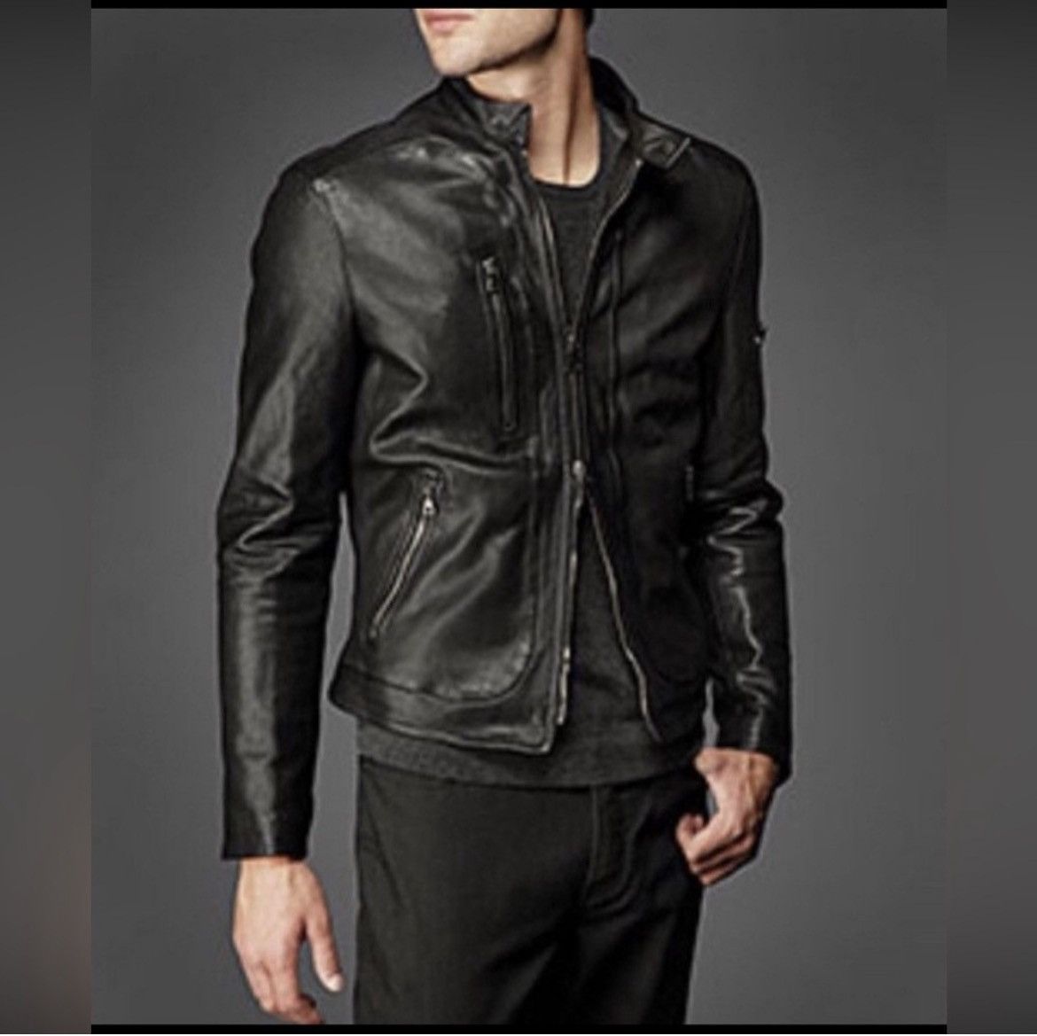John Varvatos Lambskin Leather Moto Jacket EU 54 USA 44 Size US L / EU 52-54 / 3 - 4 Thumbnail