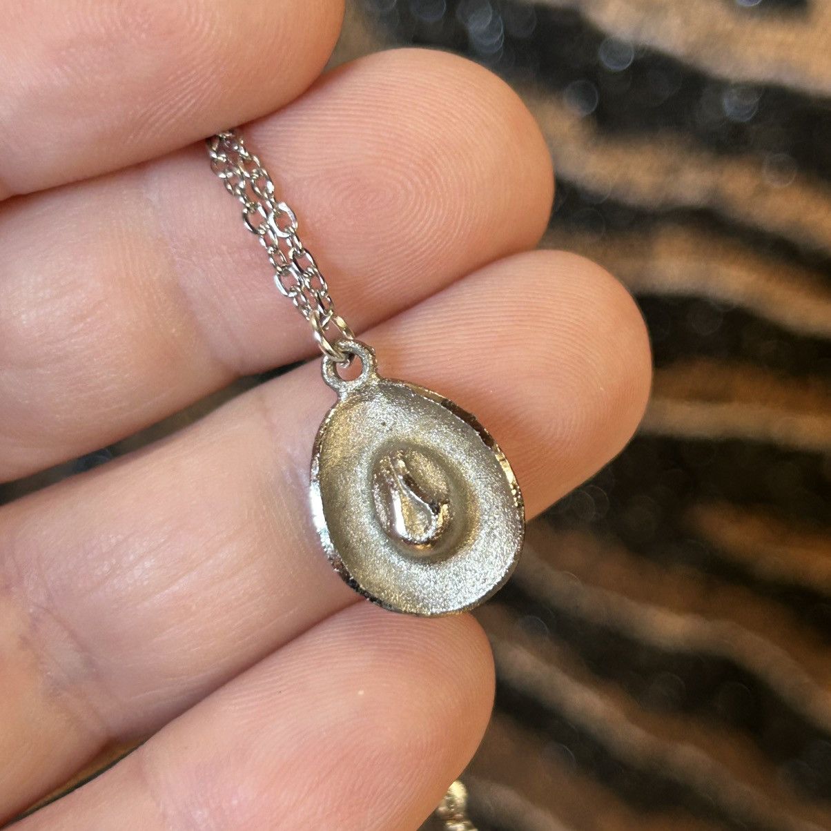 Handmade Handcrafted die-cut silver cowgirl hat pendant necklace Size ONE SIZE - 1 Thumbnail