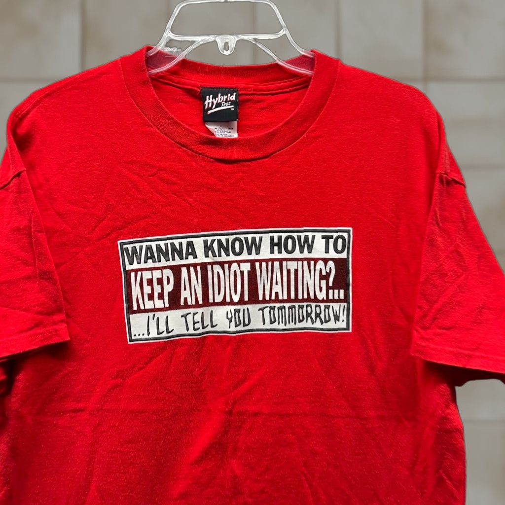 Vintage VINTAGE Hybrid T Shirt Adult Large Red Funny Sarcasm 90s Nerd Tee Crew Idiot Shirt Mens Size US L / EU 52-54 / 3 - 1 Thumbnail