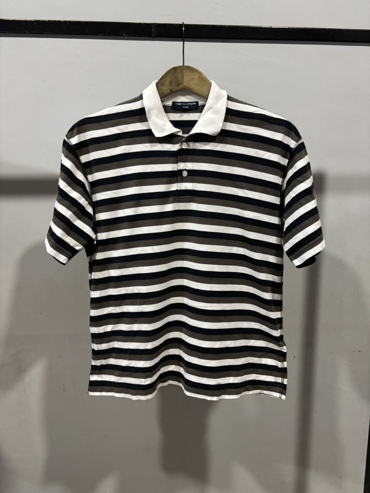 Comme des Garcons Homme COMME DES GARCONS AD2007 STRIPE POLO REVERSE STYLE STITCHING Size US S / EU 44-46 / 1 - 1 Thumbnail