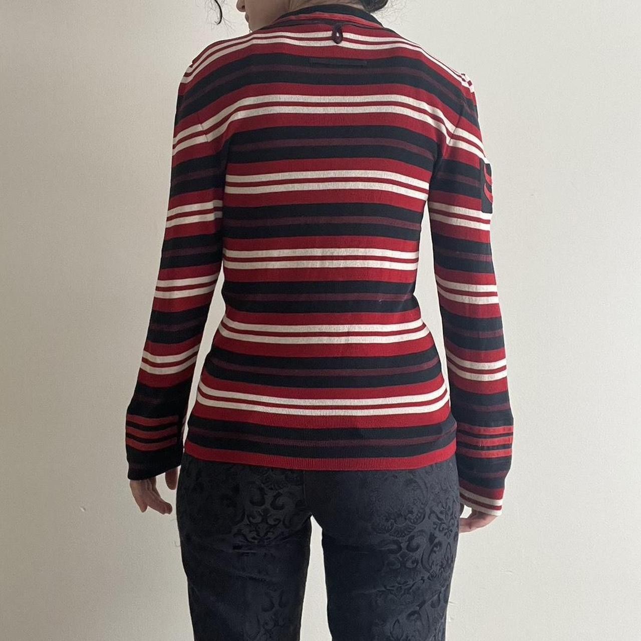 Red Striped JPG Vintage blouse size large