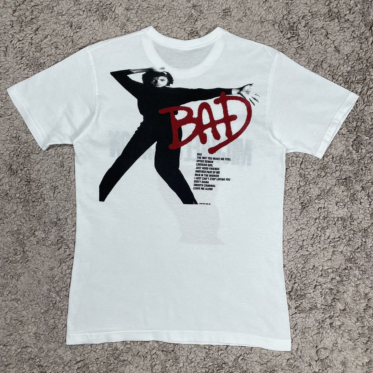 image of Japan 80’S Michael Jackson Bad Album T-Shirt in White, Men's (Size Medium)