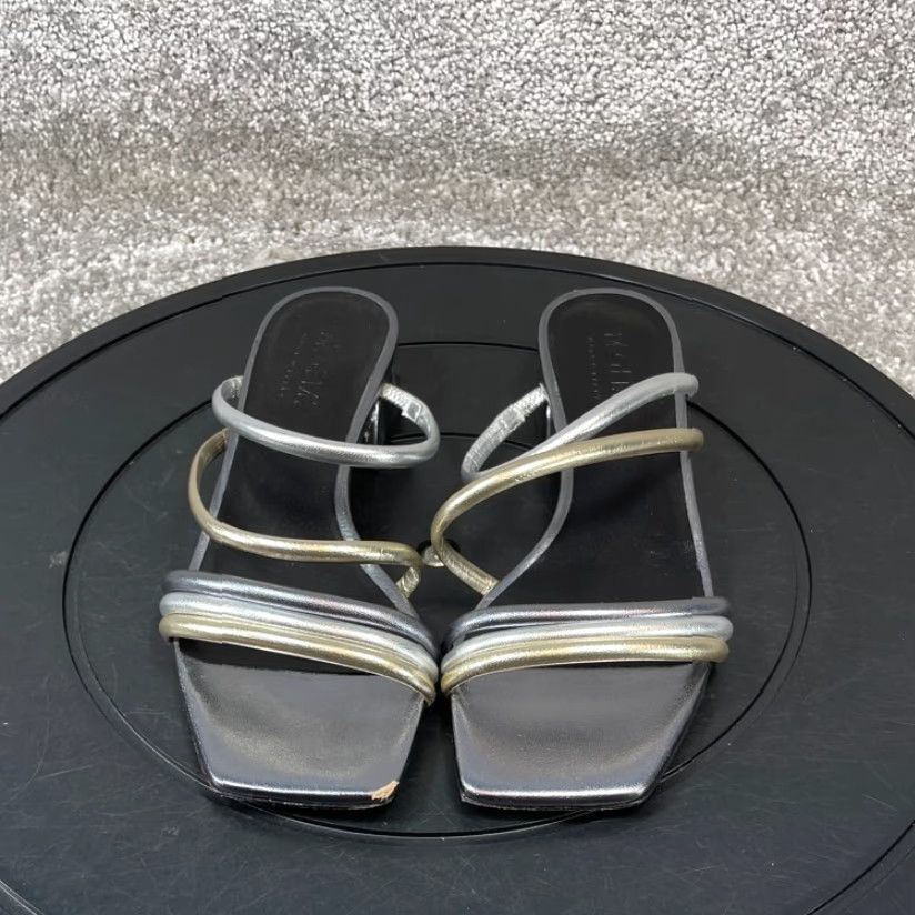 Vintage VINTAGE M. GEMI Women's Sandals Size 5.5 Leather Strappy Silver Slip-On Outdoor Summer Size US 5.5 / IT 35.5 - 2 Thumbnail
