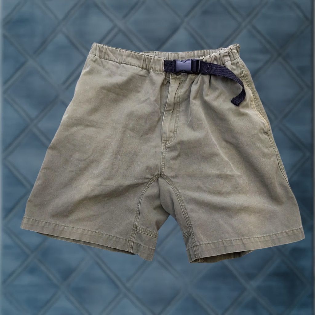 Vintage Caribou Creek Shorts Mens Large Green Cotton Belted Chino Casual Travel Size US 33 - 1 Thumbnail