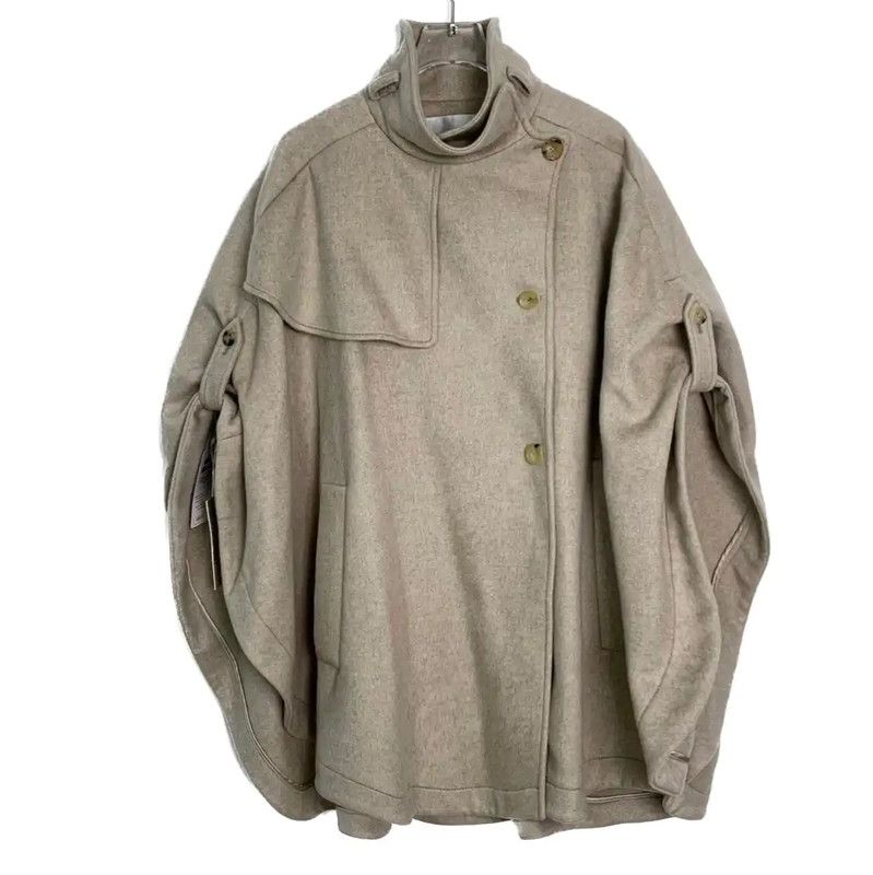 Max Mara MaxMara Beige Cotton Women's Overcoat 0089 Size ONE SIZE - 1 Thumbnail