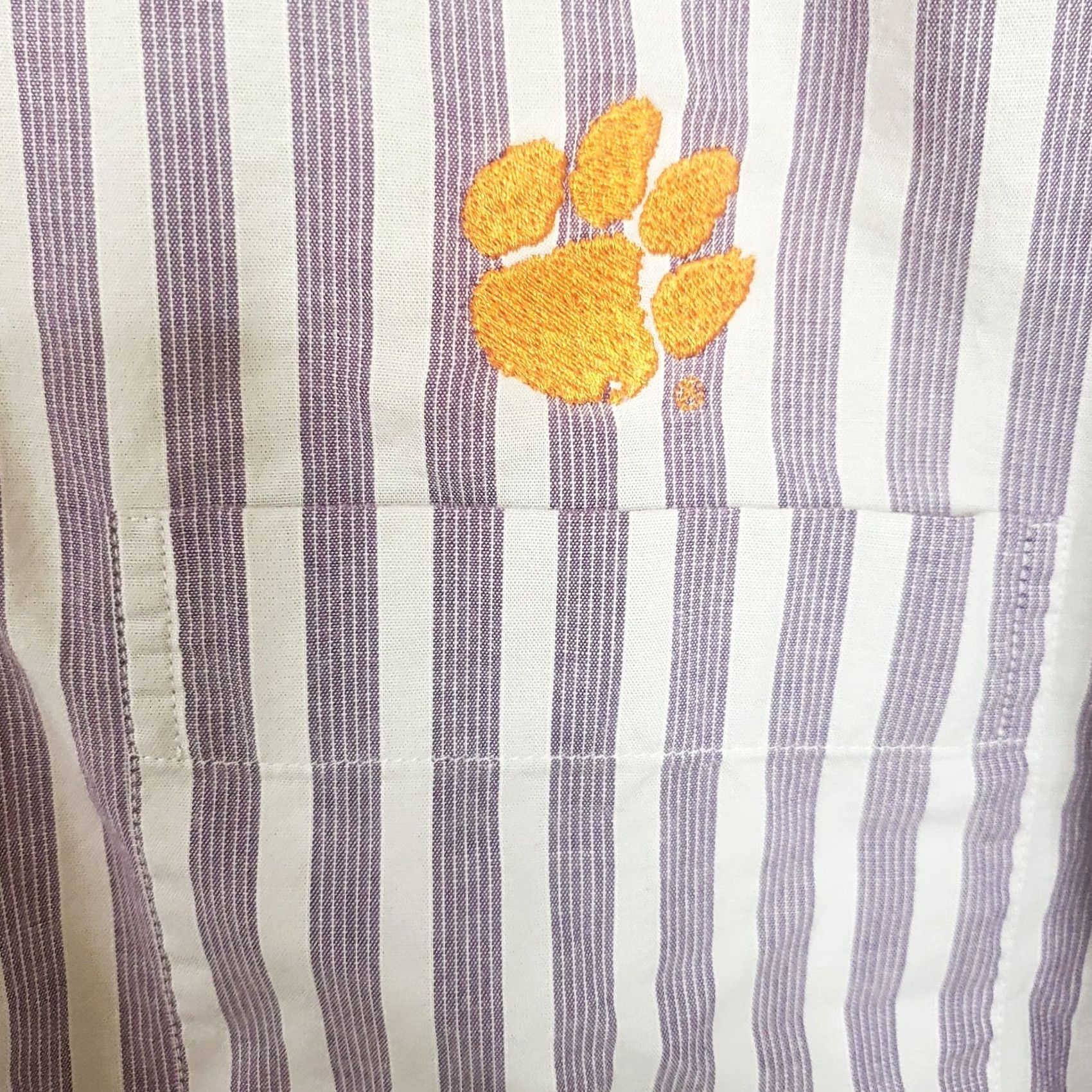 Cutter & Buck Cutter & Buck Clemson Tigers Mens XL Purple Striped Button-Up Shirt Size US L / EU 52-54 / 3 - 6 Thumbnail