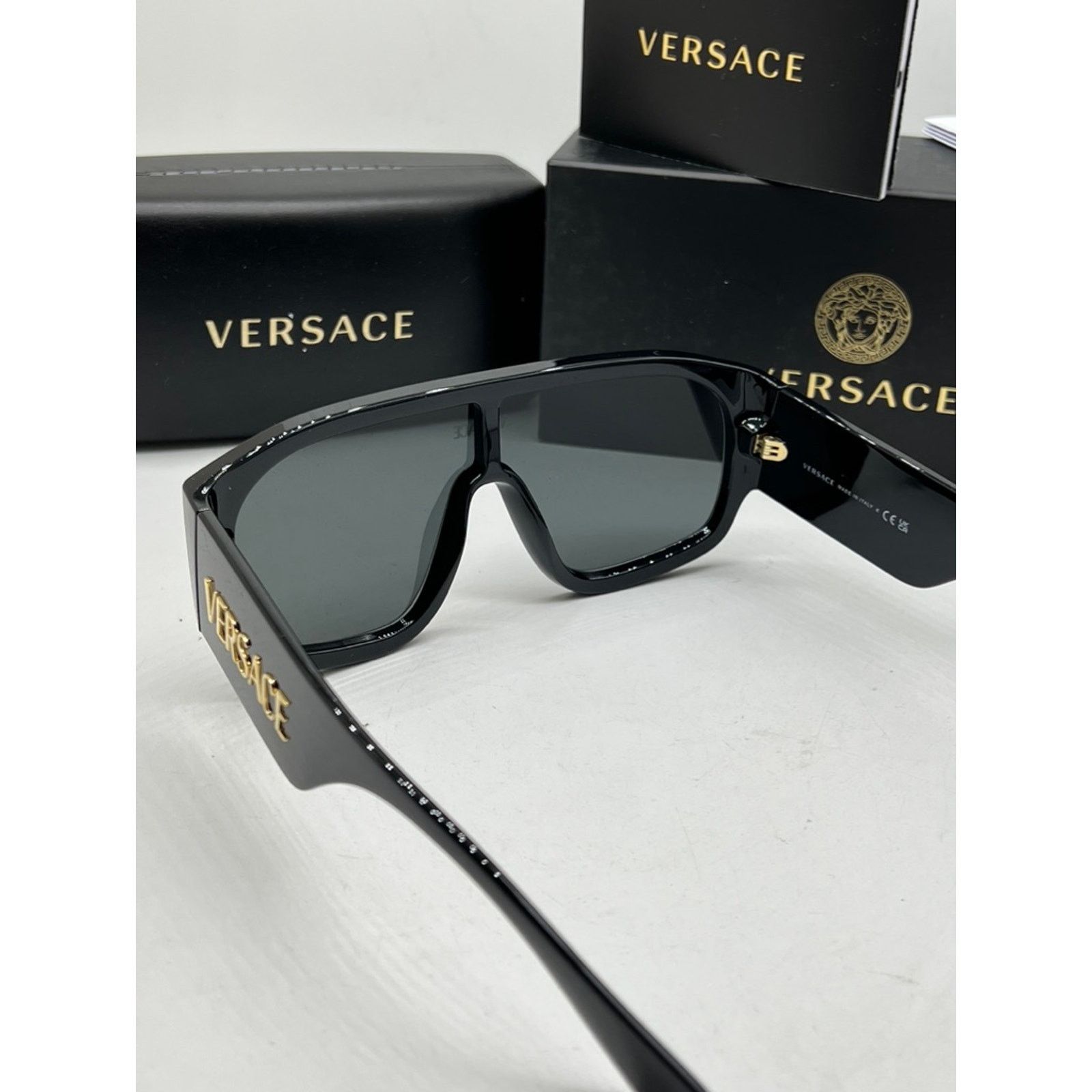 Versace NEW Versace VE4439 Mask Sunglasses in Black $414 Size ONE SIZE - 10 Thumbnail