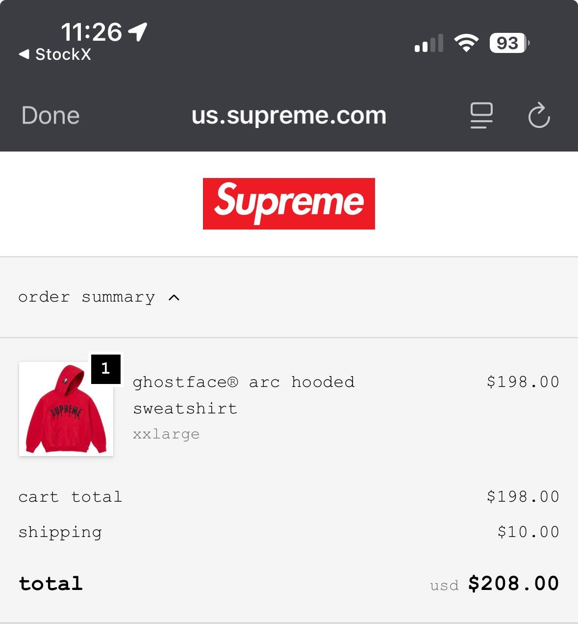 Supreme Supreme Ghostface Arc Hooded Sweatshirt Red Size XXL Size US XXL / EU 58 / 5 - 7 Thumbnail