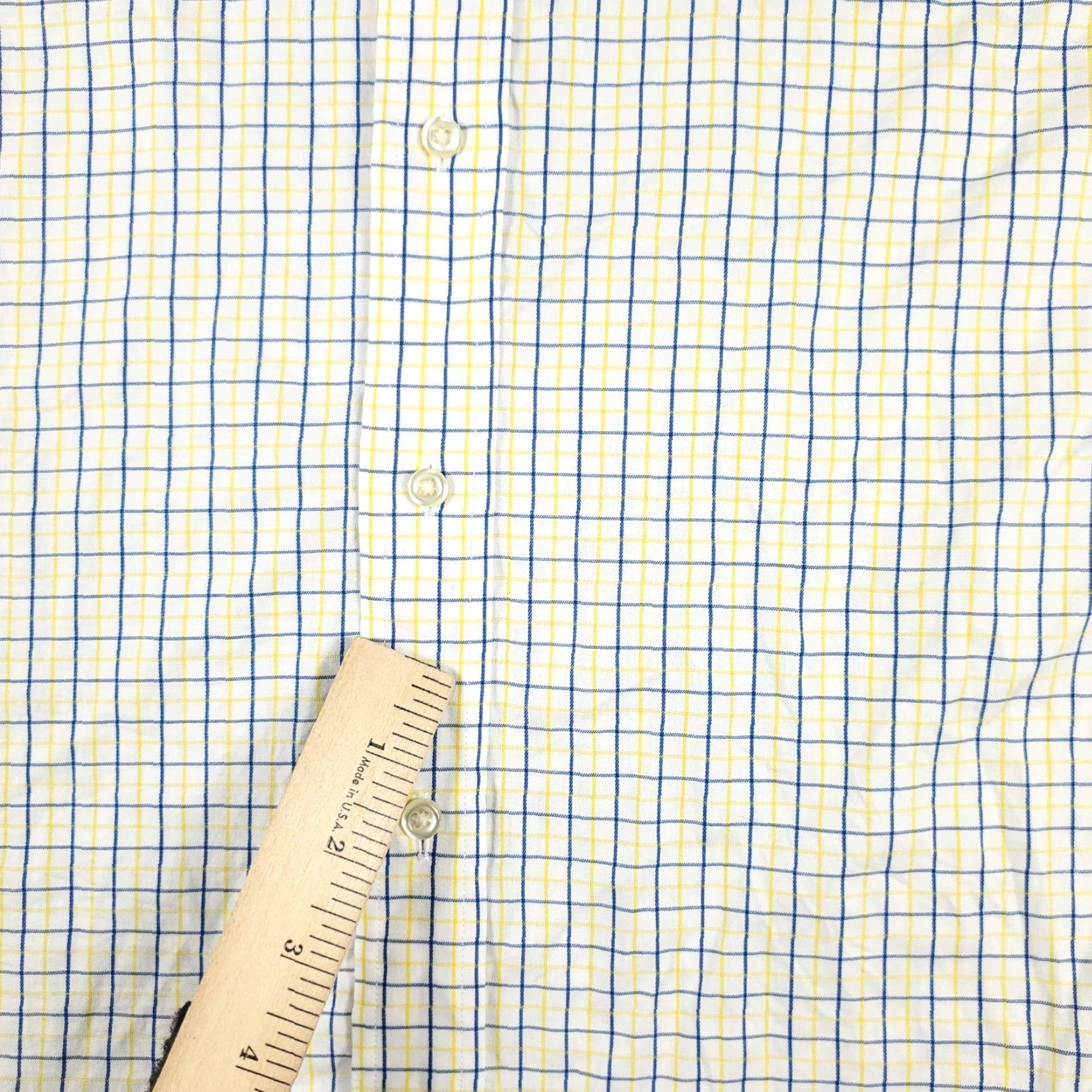 Tommy Hilfiger VINTAGE Tommy Hilfiger Shirt Mens 16 Dress Shirt Long Sleeve Button Up Blue Yellow Check 100% Cotton Size 42R - 3 Thumbnail