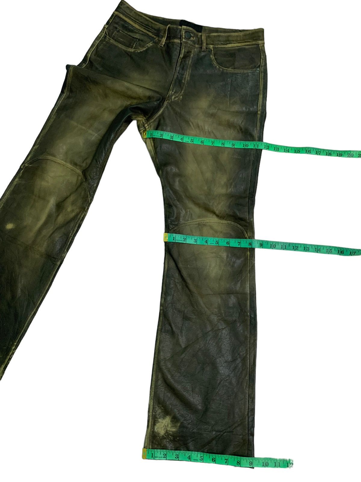 Japanese Brand 🔥Distressed Leather Cumtom Culture Biker Pants Size US 32 / EU 48 - 18 Thumbnail