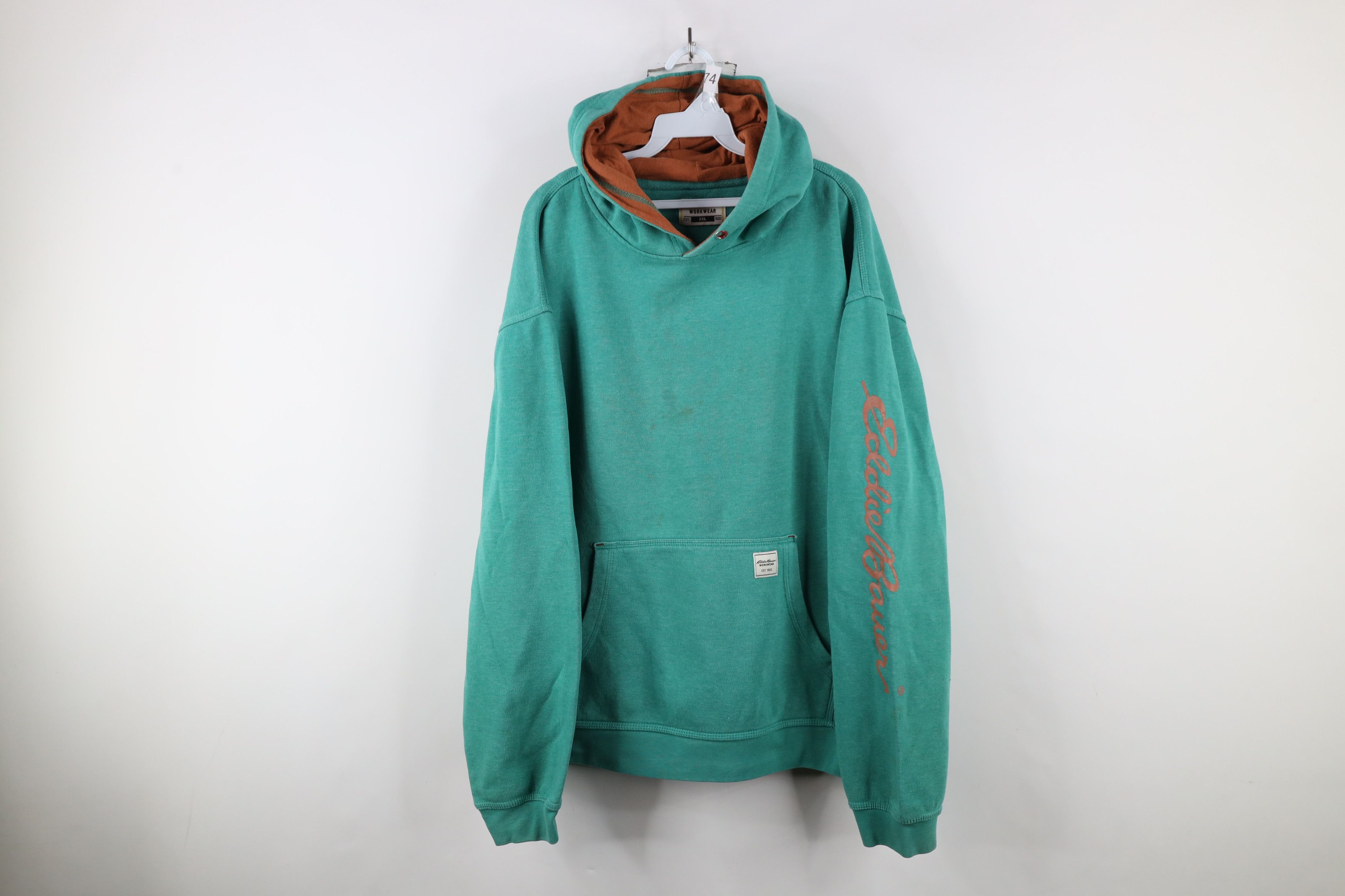 Eddie Bauer × Vintage Vintage Eddie Bauer Workwear Spell Out Hoodie Sweatshirt Size US XXL / EU 58 / 5 - 1 Thumbnail