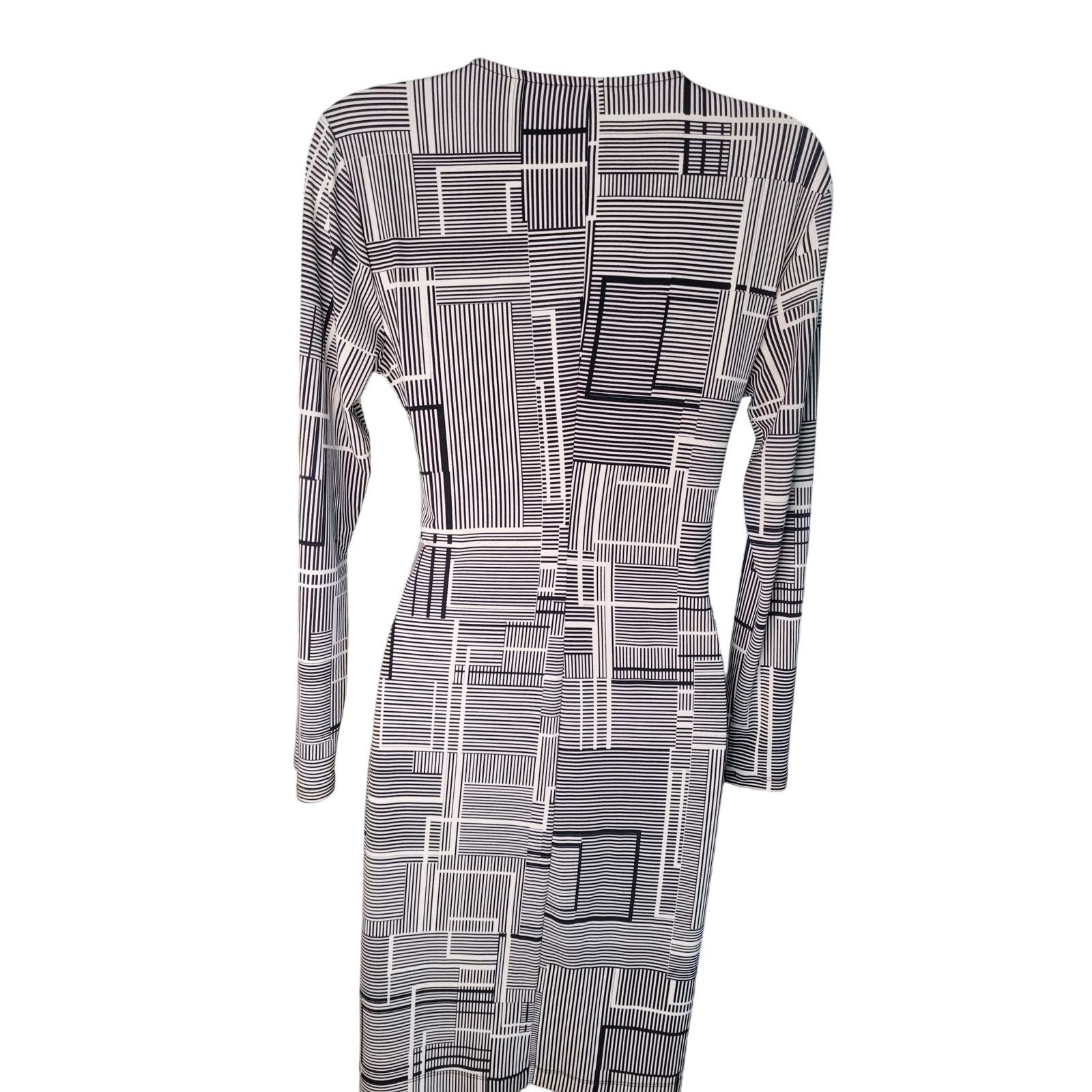 Donna Morgan Donna Morgan Wrap Dress Blk/Wht Geometric V-neck Sz 4 Size S / US 4 / IT 40 - 2 Thumbnail