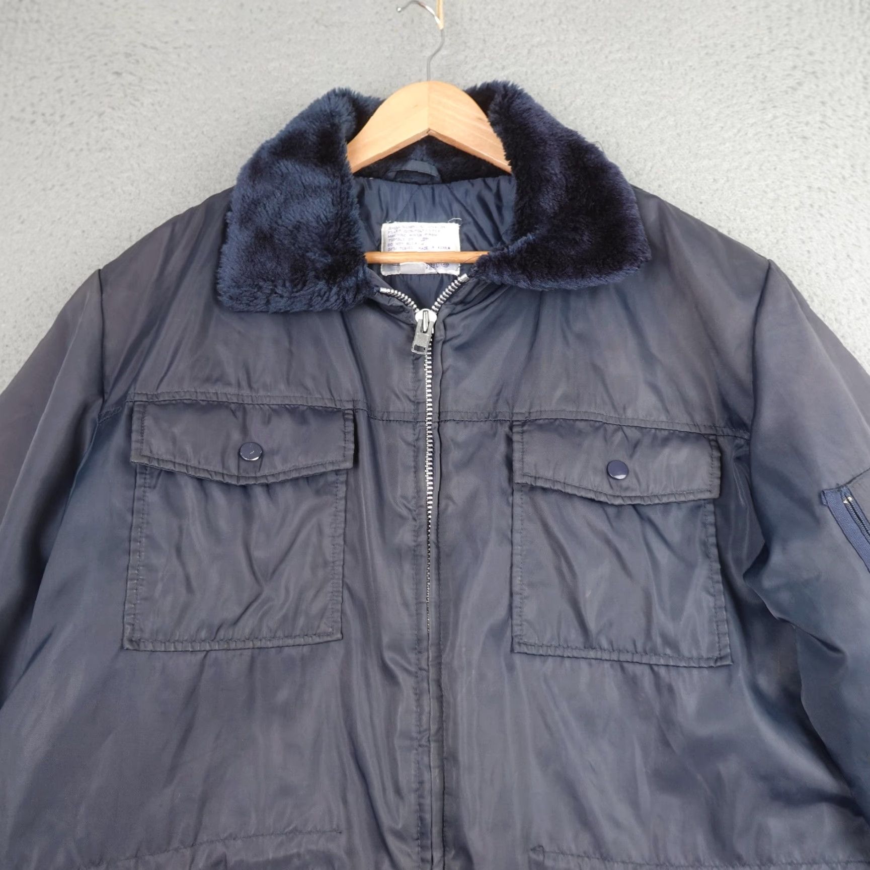 Sears VINTAGE Sears Bomber Jacket Mens XLTall Navy Fur Trim Full Zip 80s Outdoor Workwear Size US XL / EU 56 / 4 - 4 Thumbnail