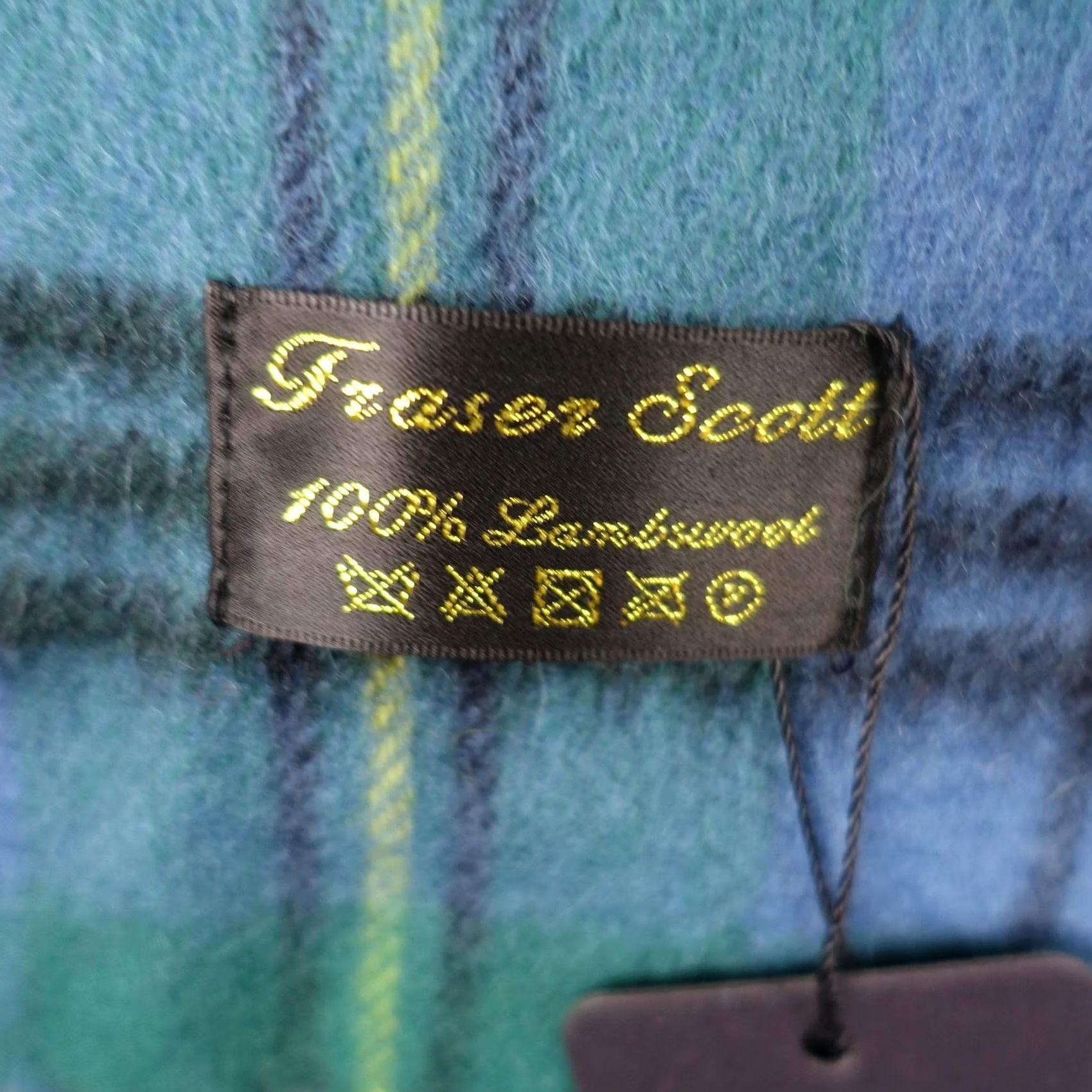 Vintage Fraser Scott Scarf Womens One Size Blue Green Plaid Tartan Wool Fringe Fringed Soft Size ONE SIZE - 2 Thumbnail