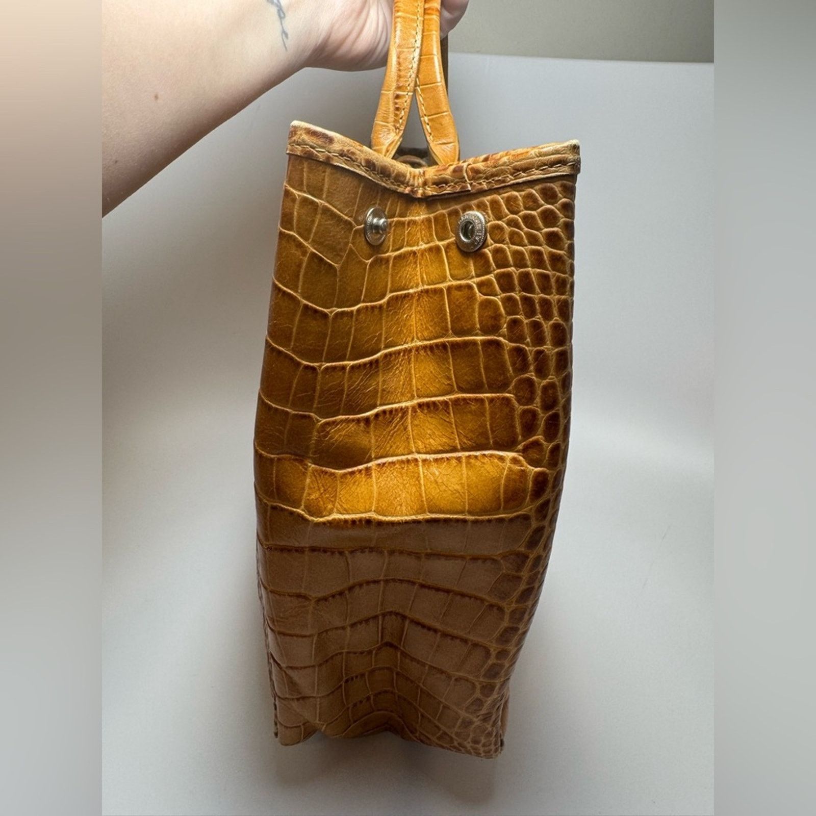 Longchamp Croc Embossed Leather Roseau Tote Bag