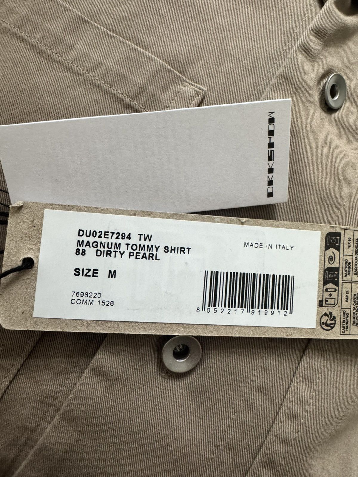 Rick Owens Drkshdw Rick Owens Drkshdw Magnum Tommy Shirt Dirty Pearl Size US M / EU 48-50 / 2 - 3 Thumbnail