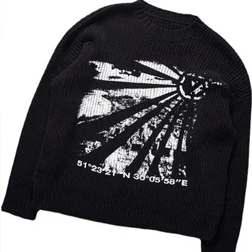 Gothic White Graphic Knited Long Sleeve Shirt