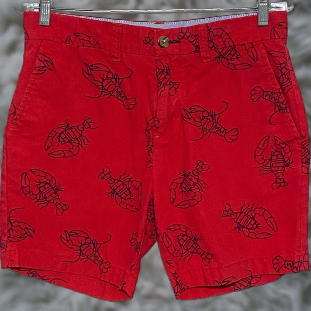 Tommy Hilfiger Tommy Hilfiger Red Lobster Print Shorts Chinos Mens 29 Nautical Summer Resort Casual Shorts Chino Mens 29 Red Lobster Print Nautical Resortmens Size US 29 - 1 Thumbnail