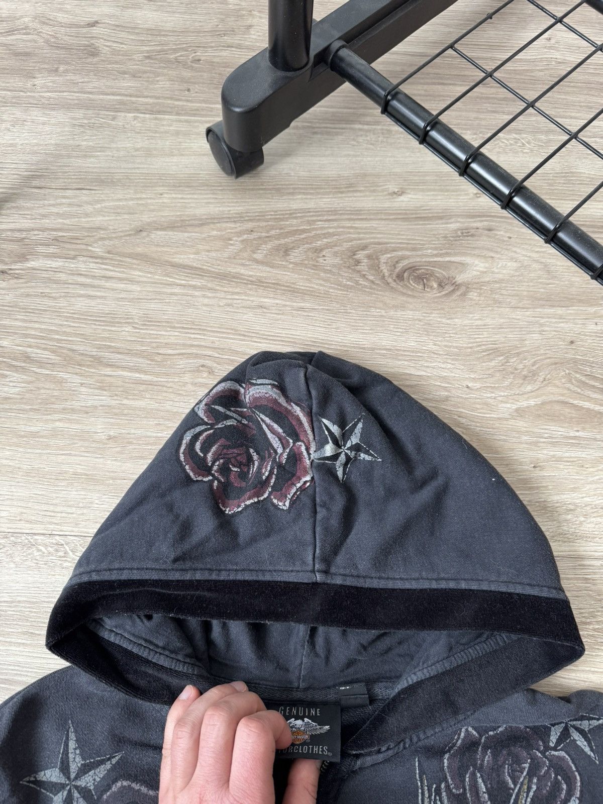 Harley Davidson Vintage Y2K Harley Davidson Tattoo Print Faded Hoodie Size L / US 10 / IT 46 - 7 Thumbnail