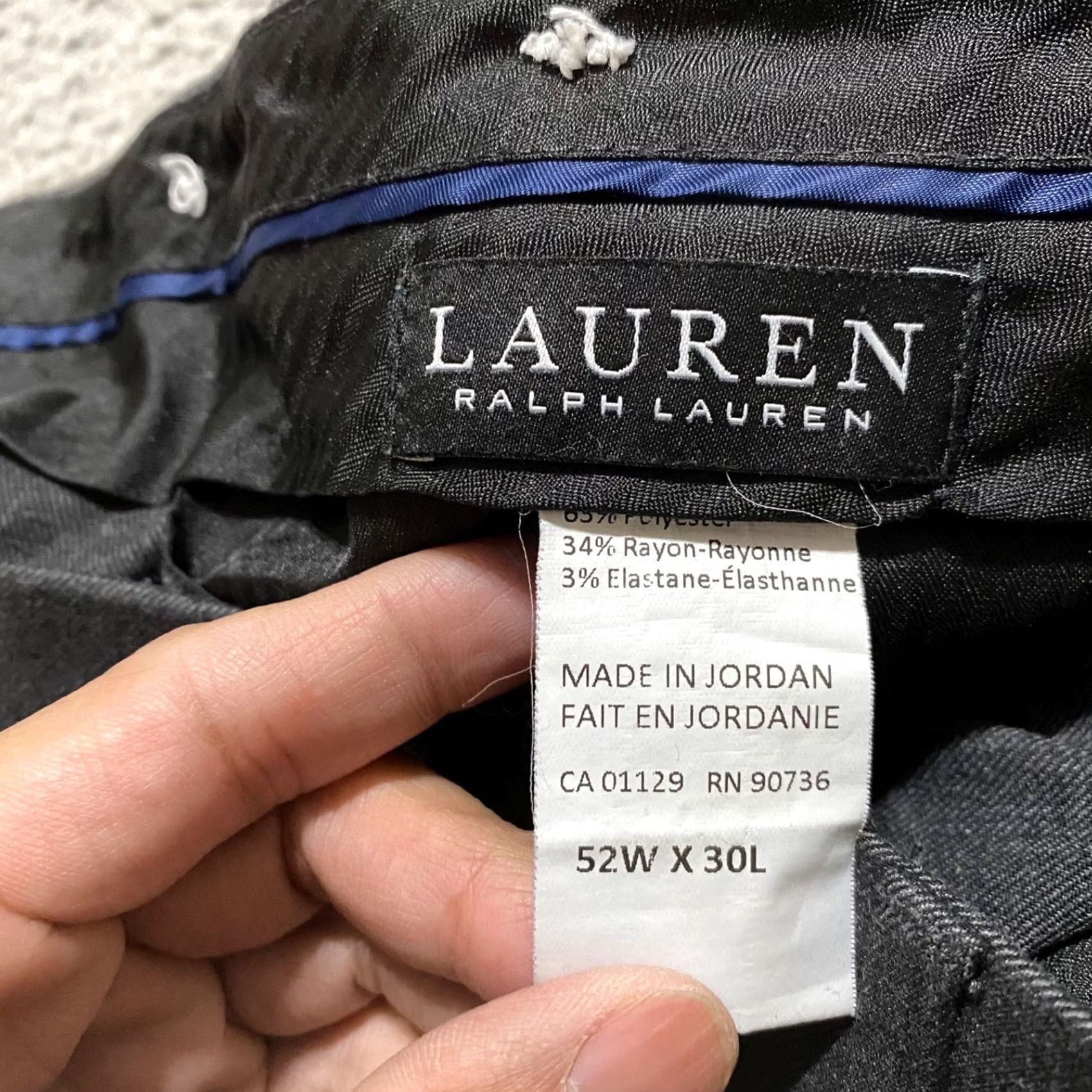 Ralph Lauren Lauren Ralph Lauren Mens Pants Dress Flat Front Gray 52x28 Straight Waist 50 Inseam 26 Regular Front Pocket Zipper Button Polyester Spandex Rayon Size US 36 / EU 52 - 3 Thumbnail
