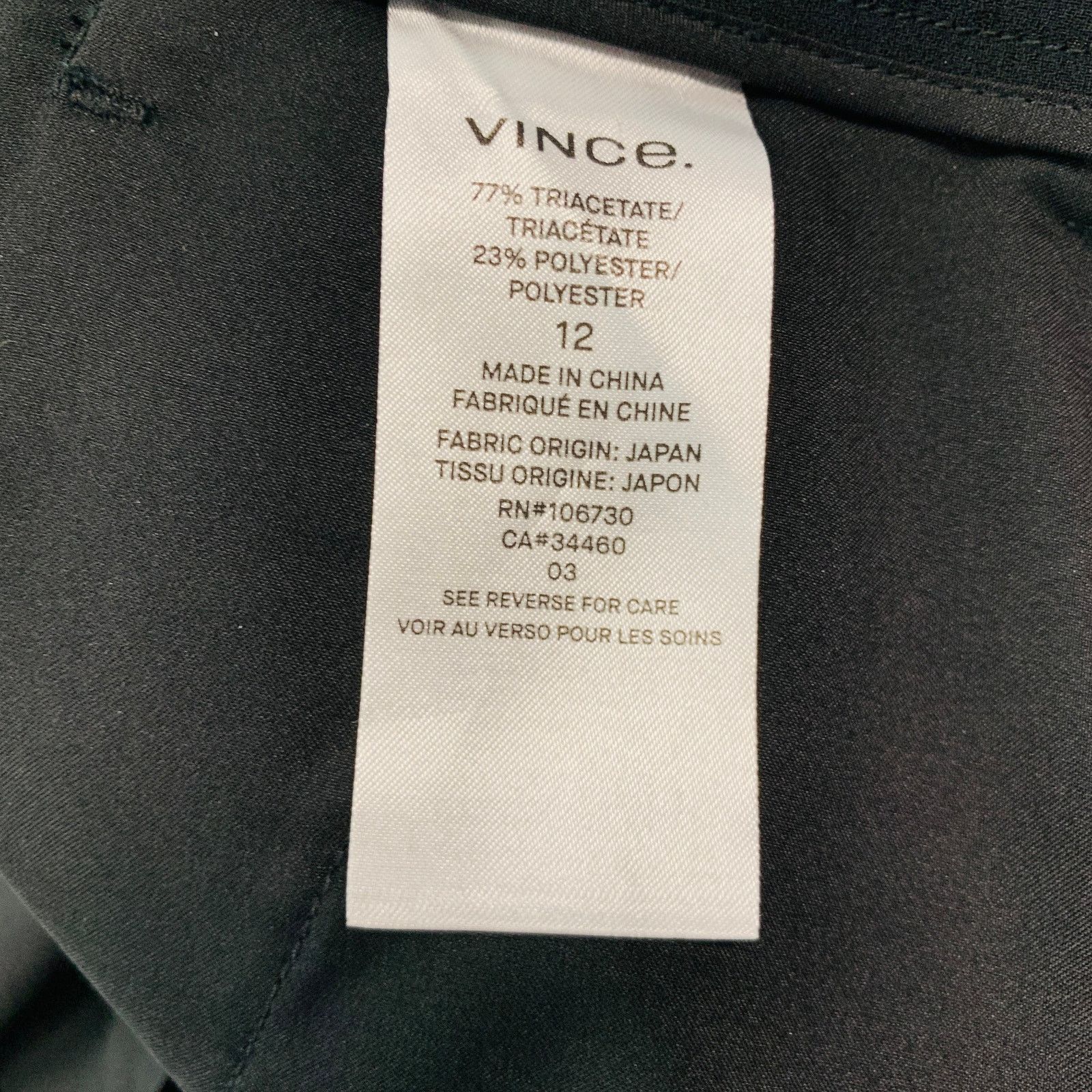 Vince VINCE Size 12 Black Triacetate Blend Zip Fly Dress Pants Size 34" / US 12 / IT 48 - 5 Thumbnail