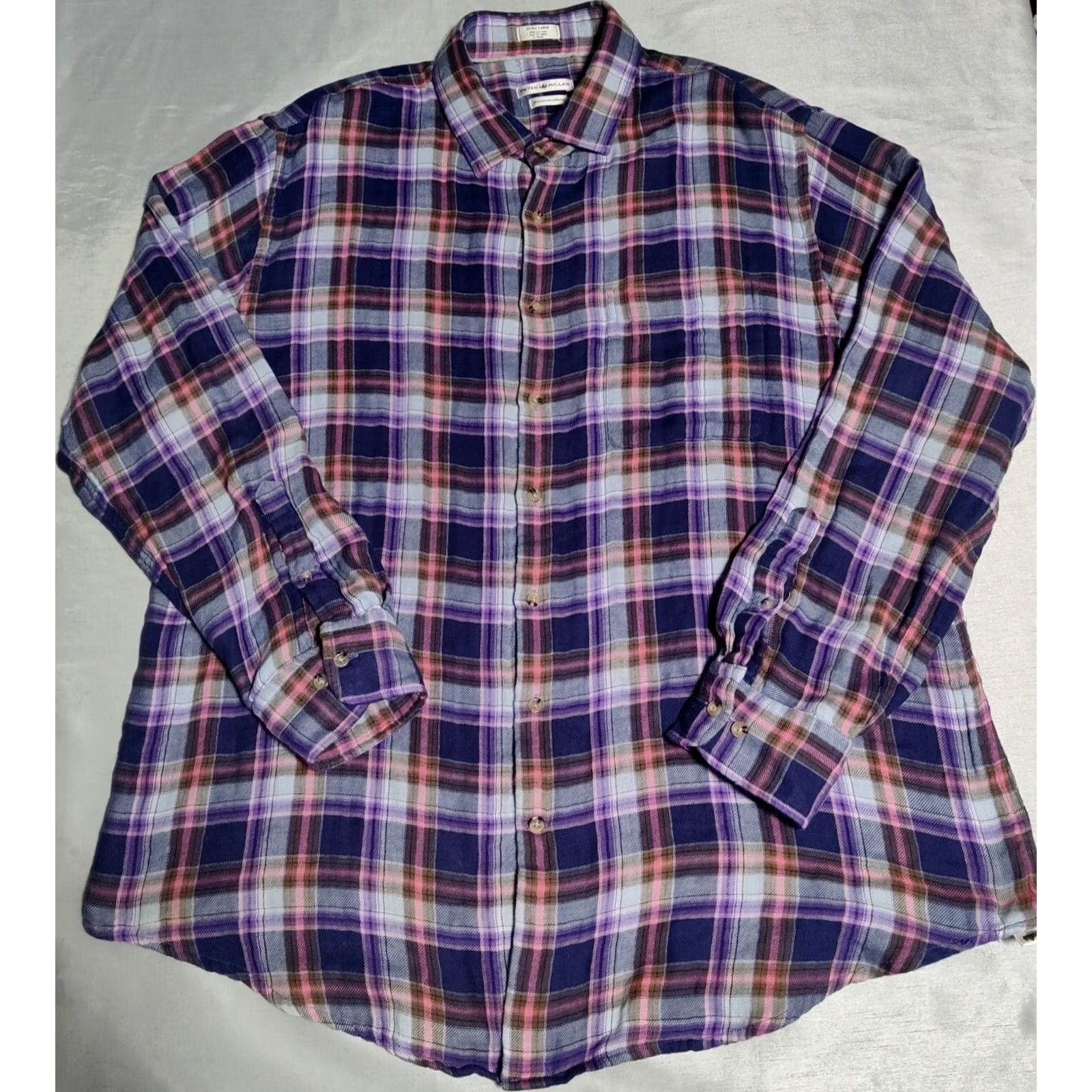 Peter Millar PETER MILLAR MOUNTAIN SIDE COLLECTION Men XL Purple Plaid Cotton Soft Flannel Shirt Size US XL / EU 56 / 4 - 2 Thumbnail