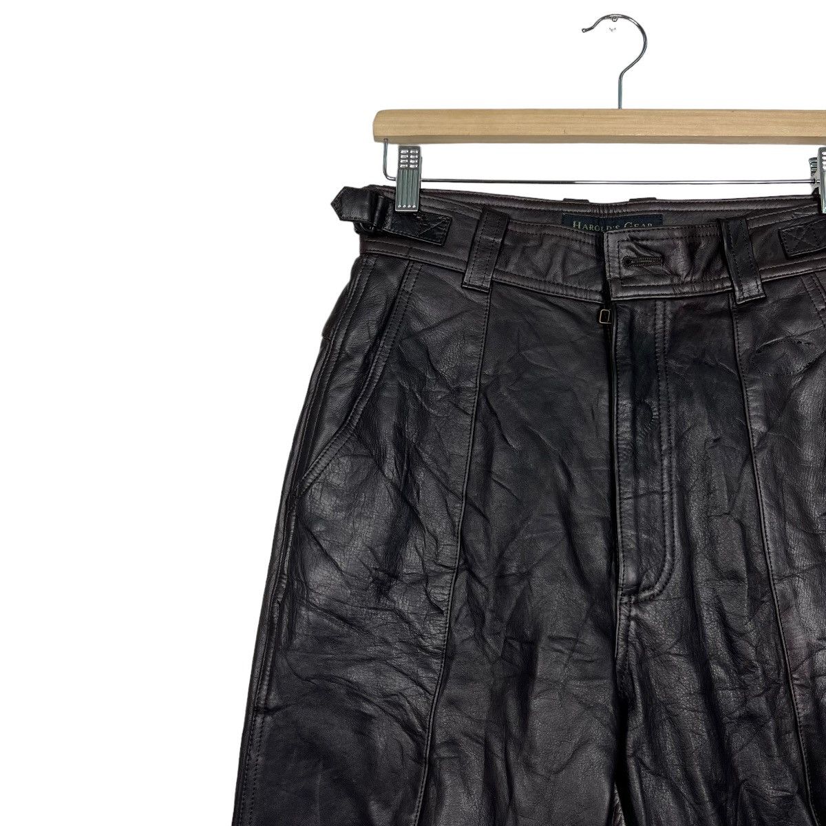 Genuine Leather 🔥 HAROLDS GEAR LEATHER MOTO RIDER AVANT GARDE PANTS Size US 28 / EU 44 - 7 Thumbnail