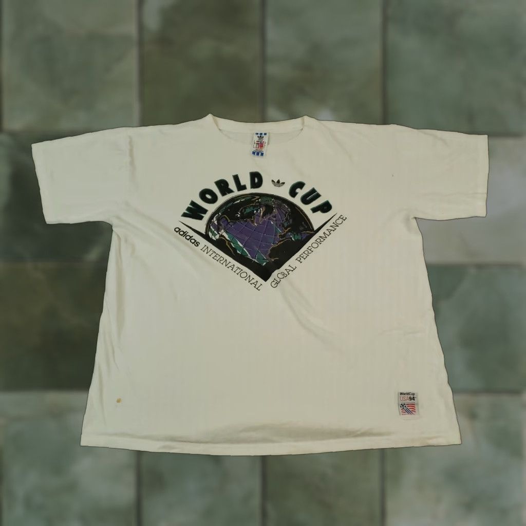 Adidas Adidas Mens Large White Performance T Shirt World Cup USA94 Size US L / EU 52-54 / 3 - 1 Thumbnail