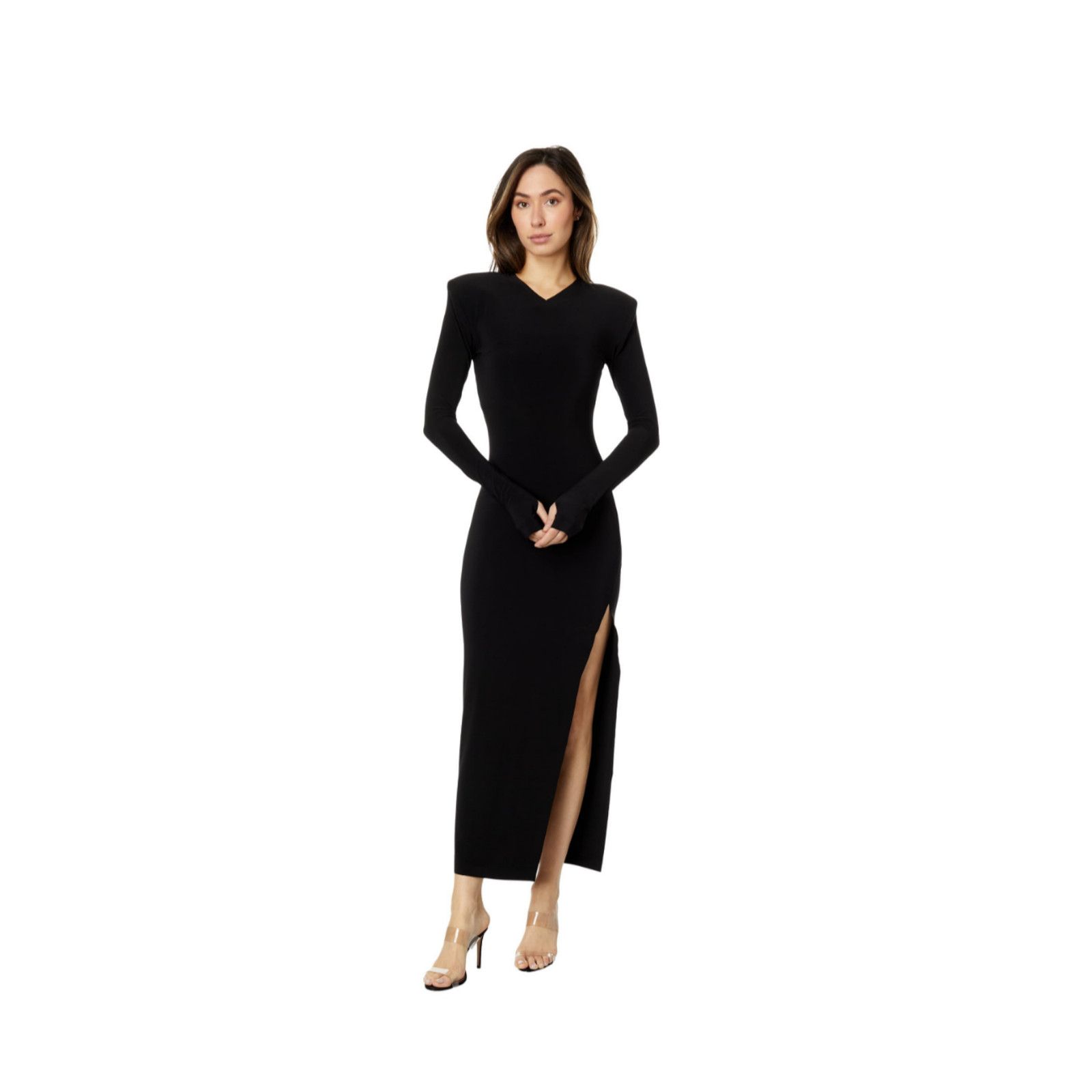 Norma Kamali Norma Kamali Long Sleeve Side Slit Dress Gown Black XL Size XL / US 12-14 / IT 48-50 - 1 Thumbnail