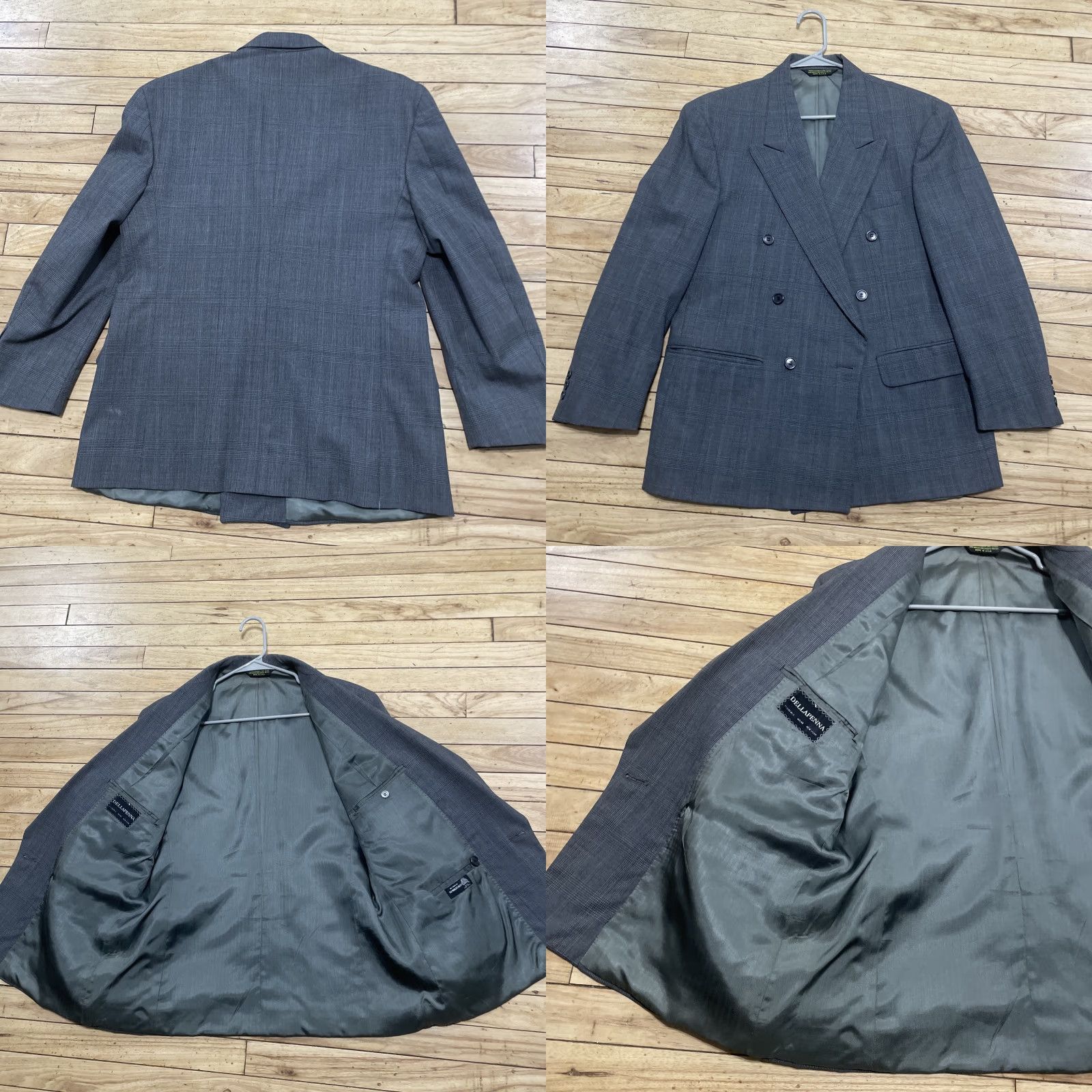 Doublet VINTAGE Dellapenna 39S Gray Plaid Double-Breasted Suit Jacket Men 90s Made USA Size 40R - 10 Thumbnail