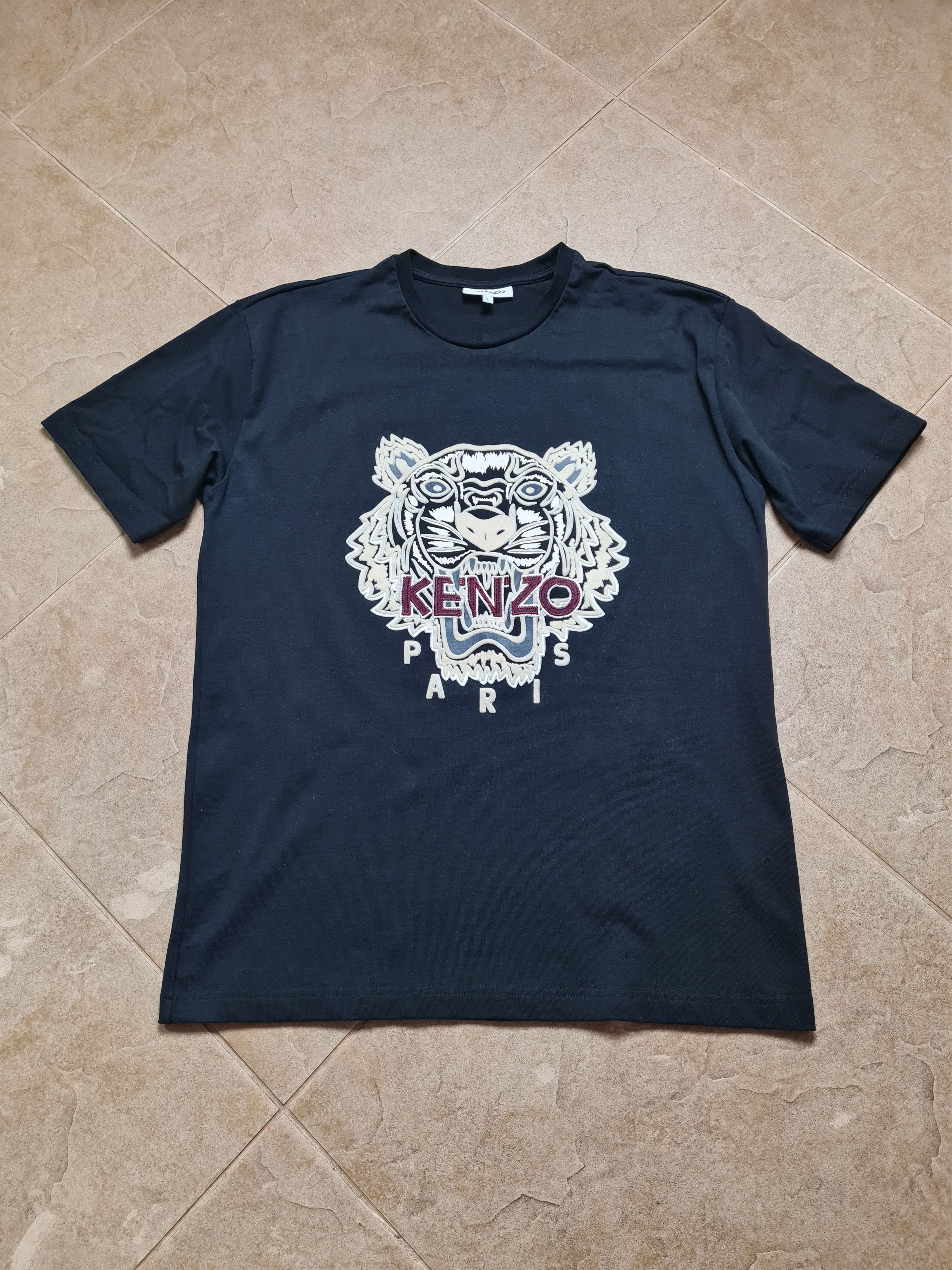 Kenzo KENZO Paris Men's Tiger Head Embroidered T-Shirt Black Size US L / EU 52-54 / 3 - 4 Thumbnail