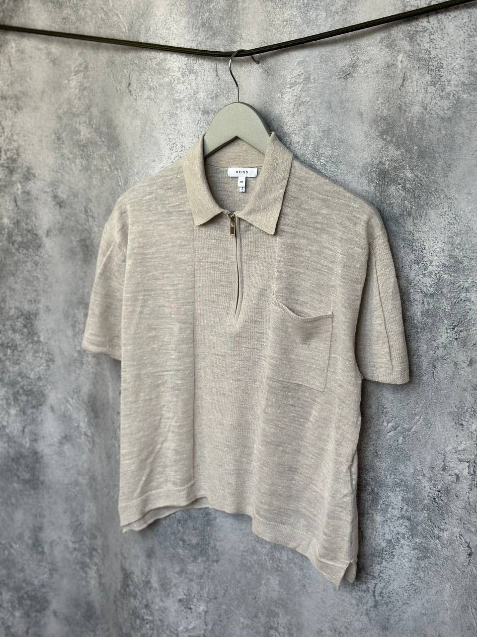 Reiss REISS Jenna Mixed Media Alpaca/Linen Top 1/4 Zip Polo Shirt Size M / US 6-8 / IT 42-44 - 2 Thumbnail