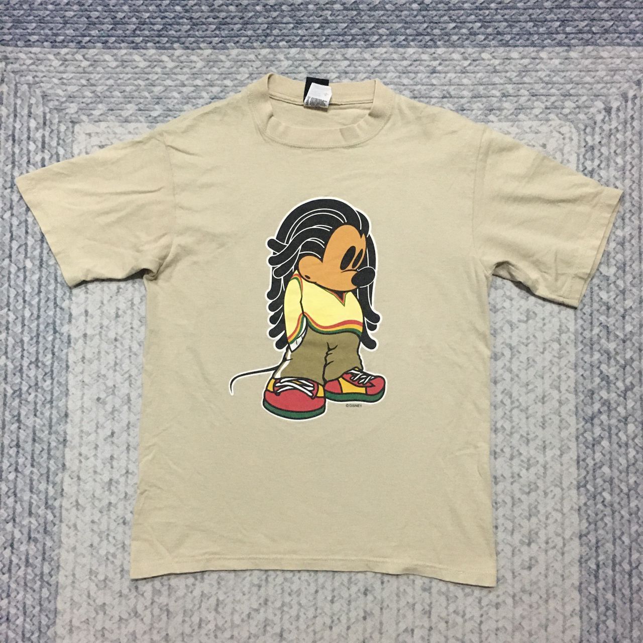 image of Disney x Mickey Mouse Vintage Mickey Mouse X Bob Marley Tshirt in Beige, Men's (Size XS)