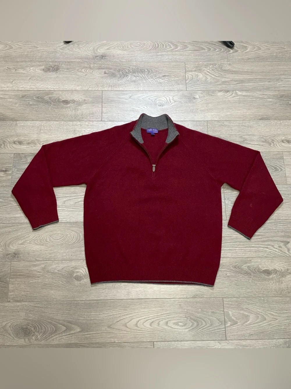 Harry Rosen Harry Rosen Cashmere Quarter Zip Pullover Sweater Burgundy Size US L / EU 52-54 / 3 - 1 Thumbnail