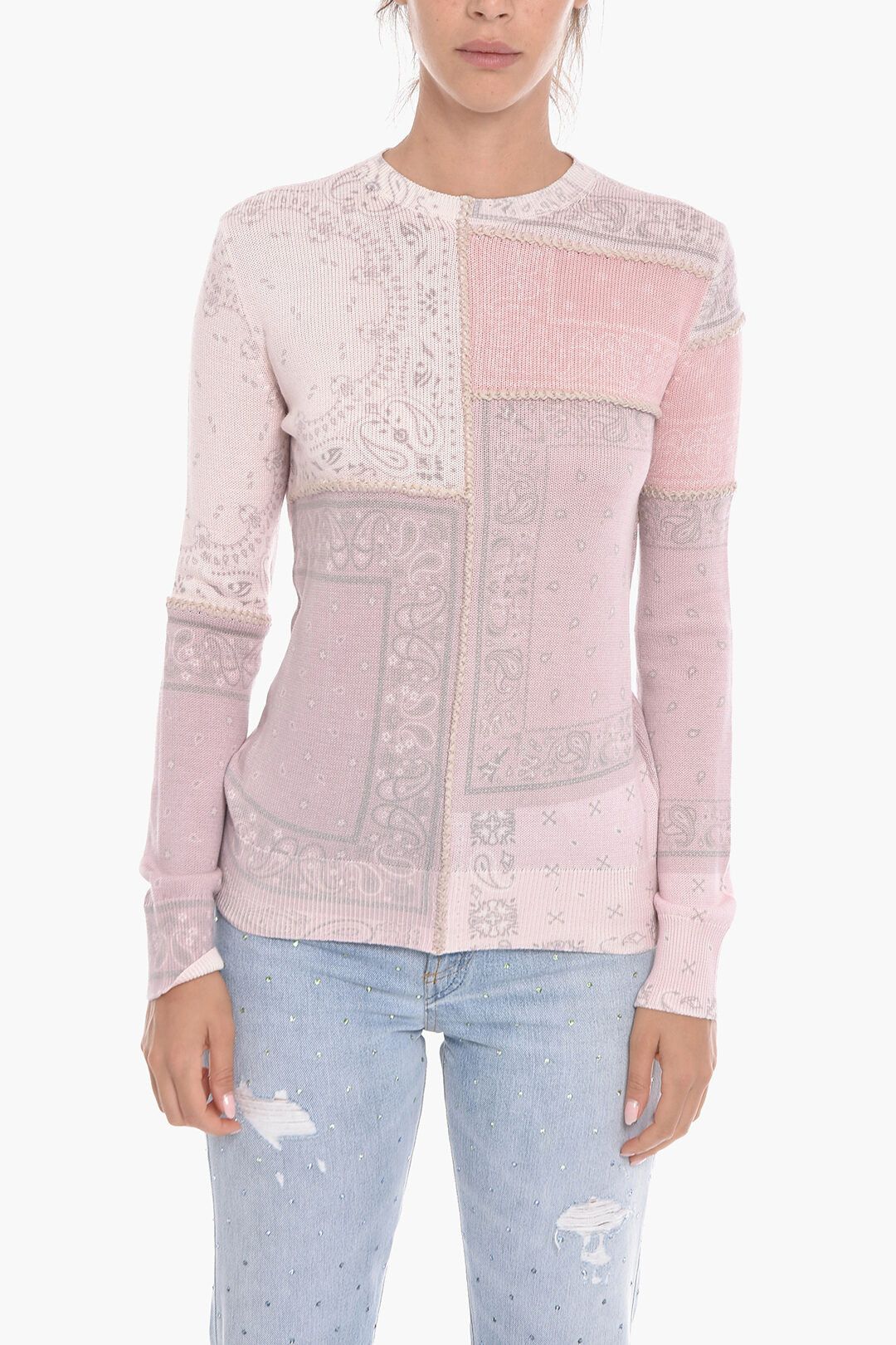 Image of Amiri Og1Mm0524 Paisley Sweater In Pink, Women's (Size XS)