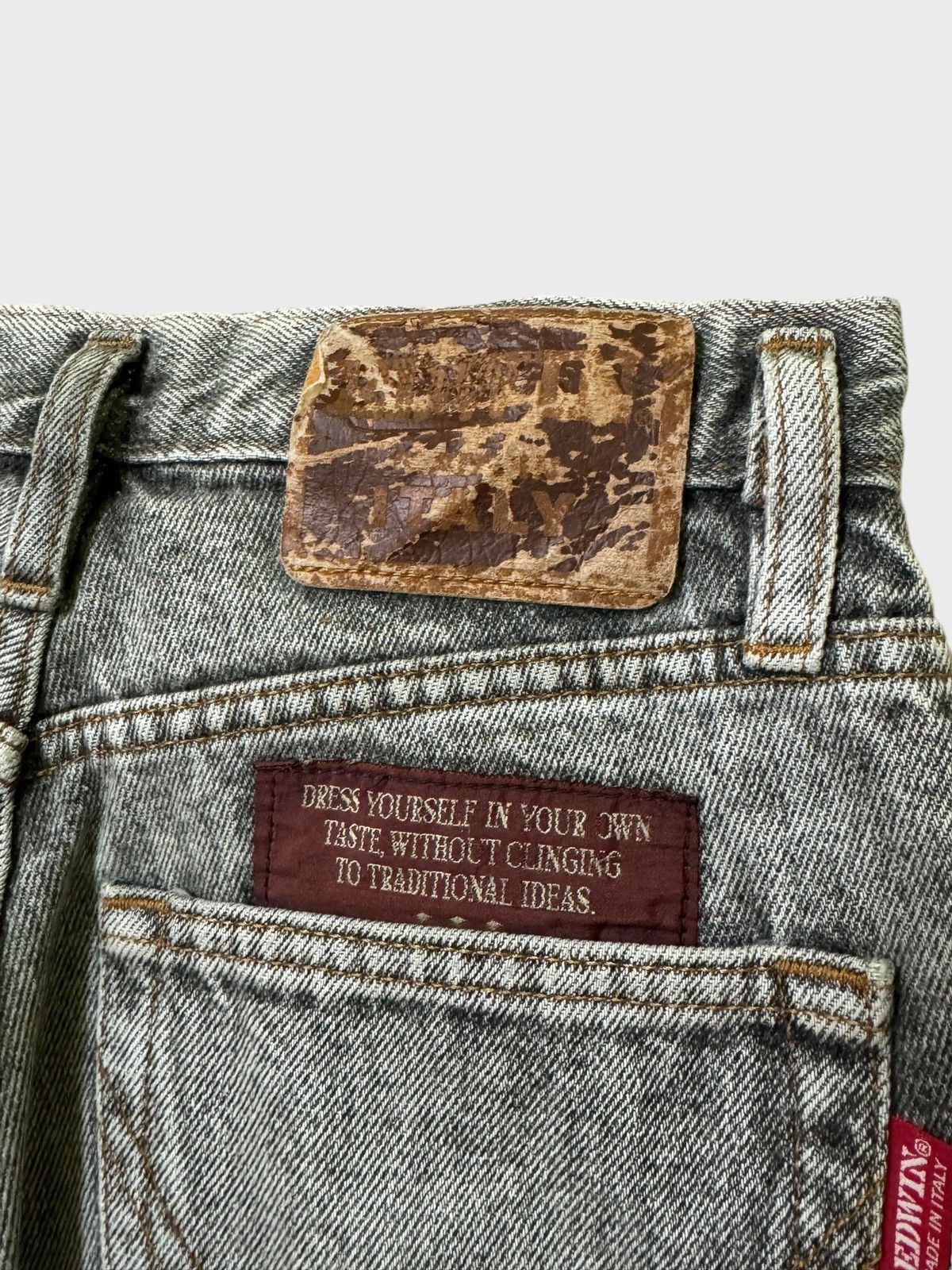 Edwin × Hysteric Glamour × If Six Was Nine VINTAGE EDWIN ITALY DISTRESSED JEANS RARE Size US 27 - 18 Thumbnail