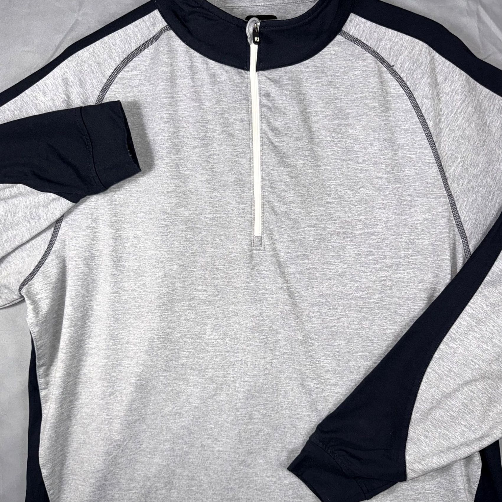 Footjoy FootJoy Pullover Mens XL Gray Black Quarter Zip Long Sleeve Golf Stretch Size US XL / EU 56 / 4 - 5 Thumbnail