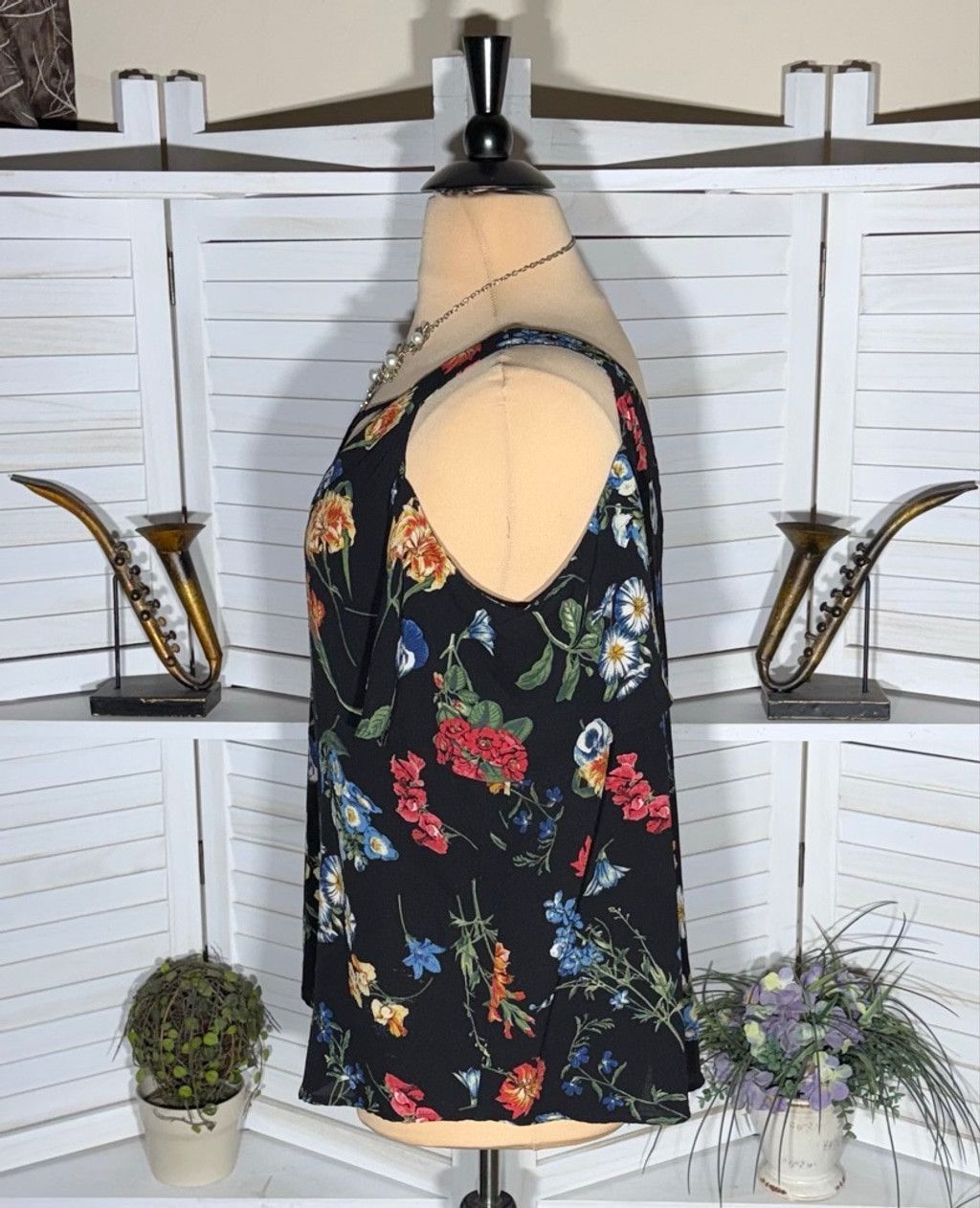 Vintage hippie blouse boho black red floral cold shoulder sz 3X Size 3XL / US 20-22 - 3 Thumbnail