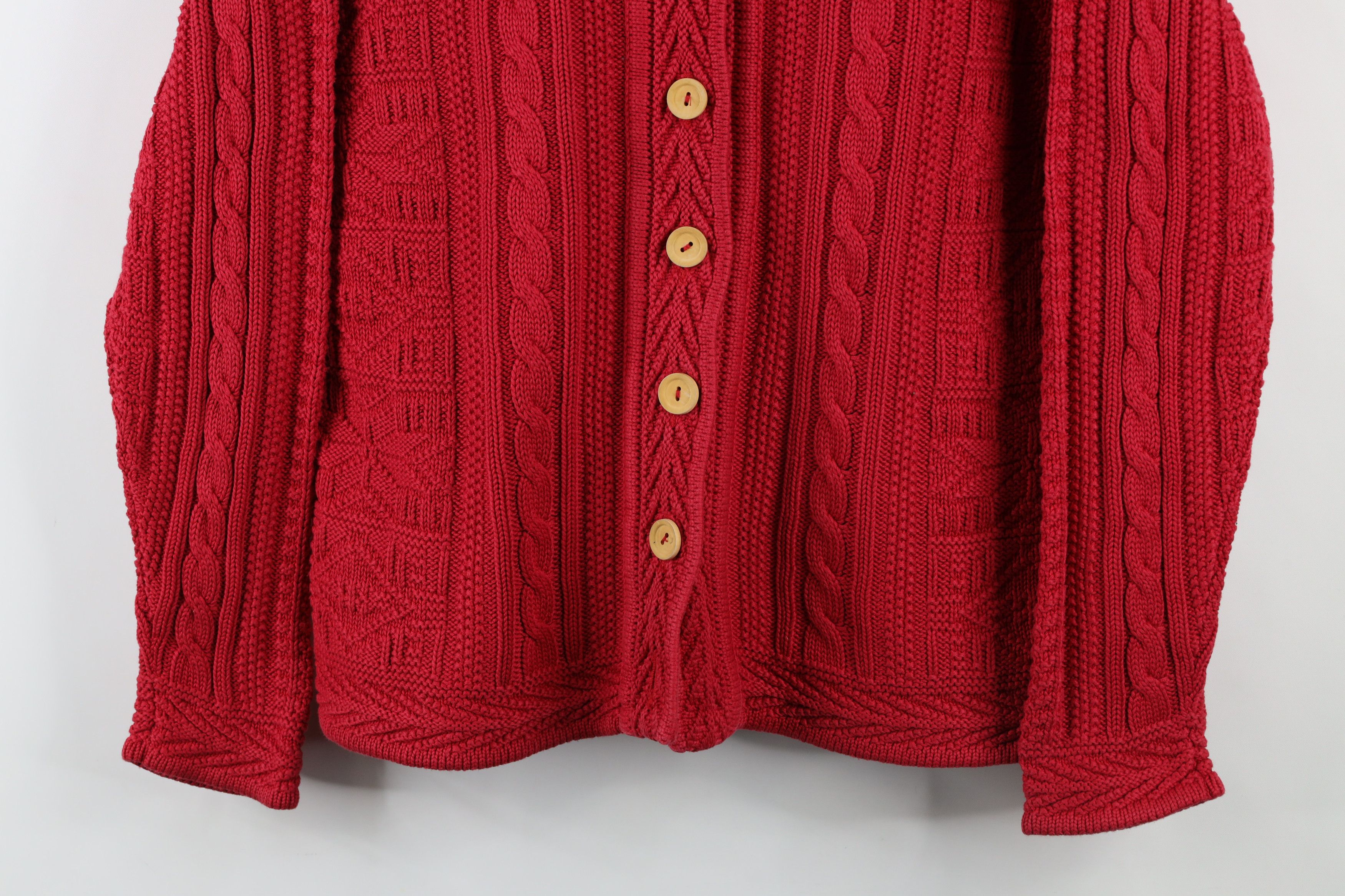 L.L. Bean × Vintage Vintage 90s LL Bean Snowflake Cable Knit Cardigan Sweater Size L / US 10 / IT 46 - 3 Thumbnail