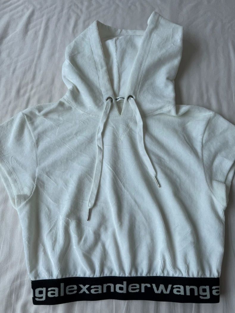 Alexander Wang Alexander Wang White Cropped Hoodie- Size XS / US 0-2 / IT 36-38 - 1 Thumbnail