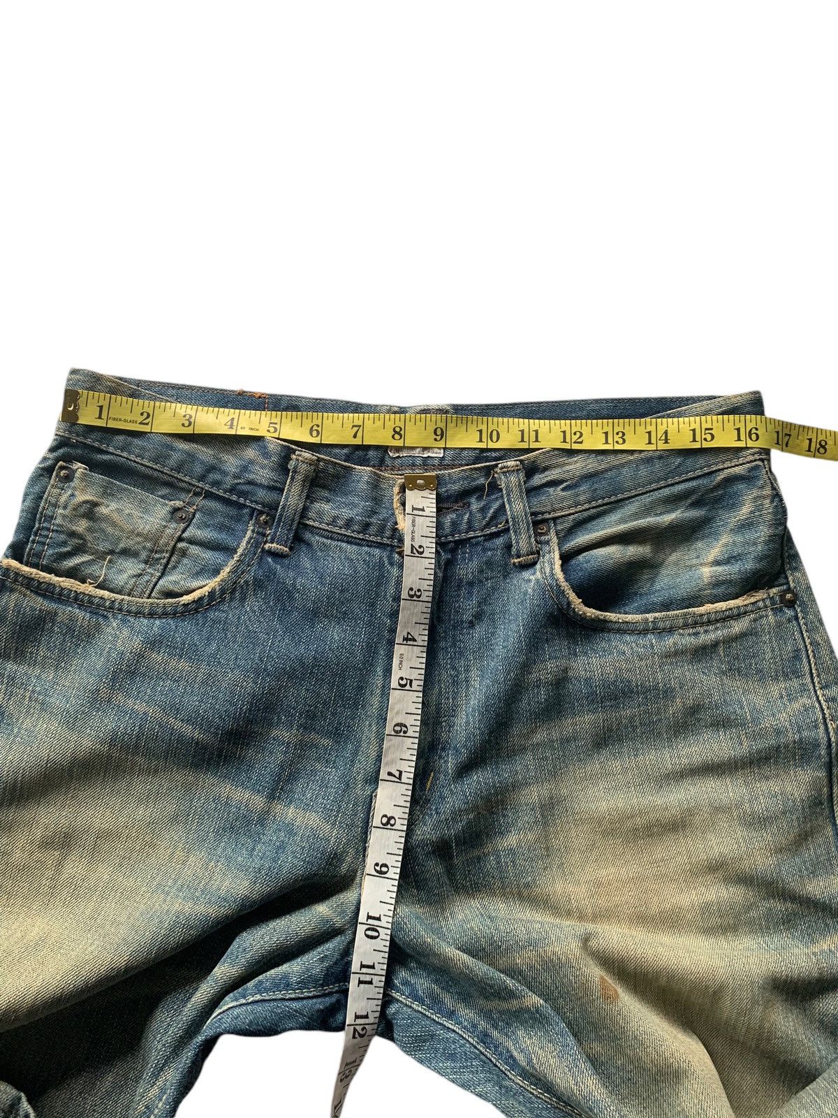 Edwin EDWIN 505Z JAPANESE FADED & RUSTY SELVEDGE DISTRESSED DENIM Size US 34 / EU 50 - 13 Thumbnail